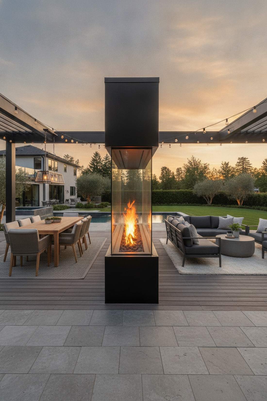 double sided see through fireplace