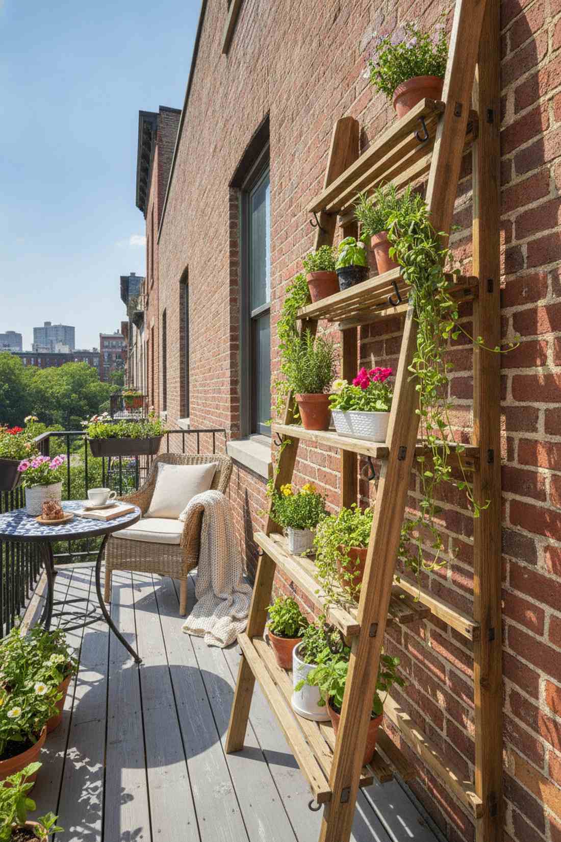 folding ladder balcony garden