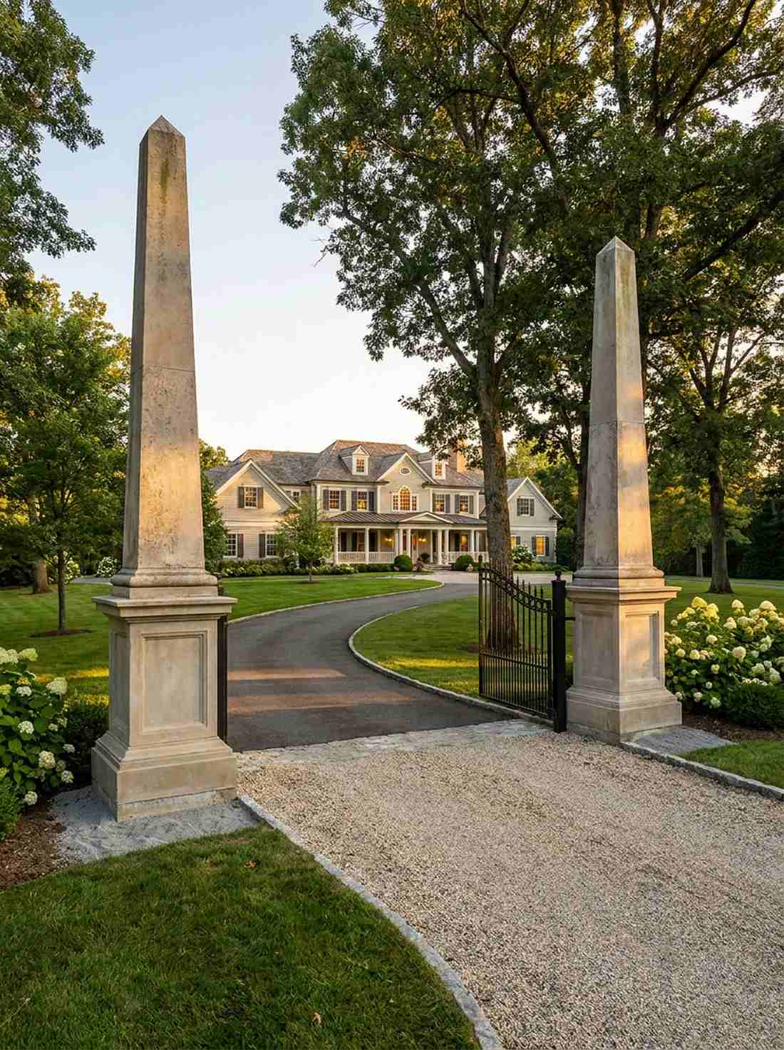 gateway flanking limestone pair