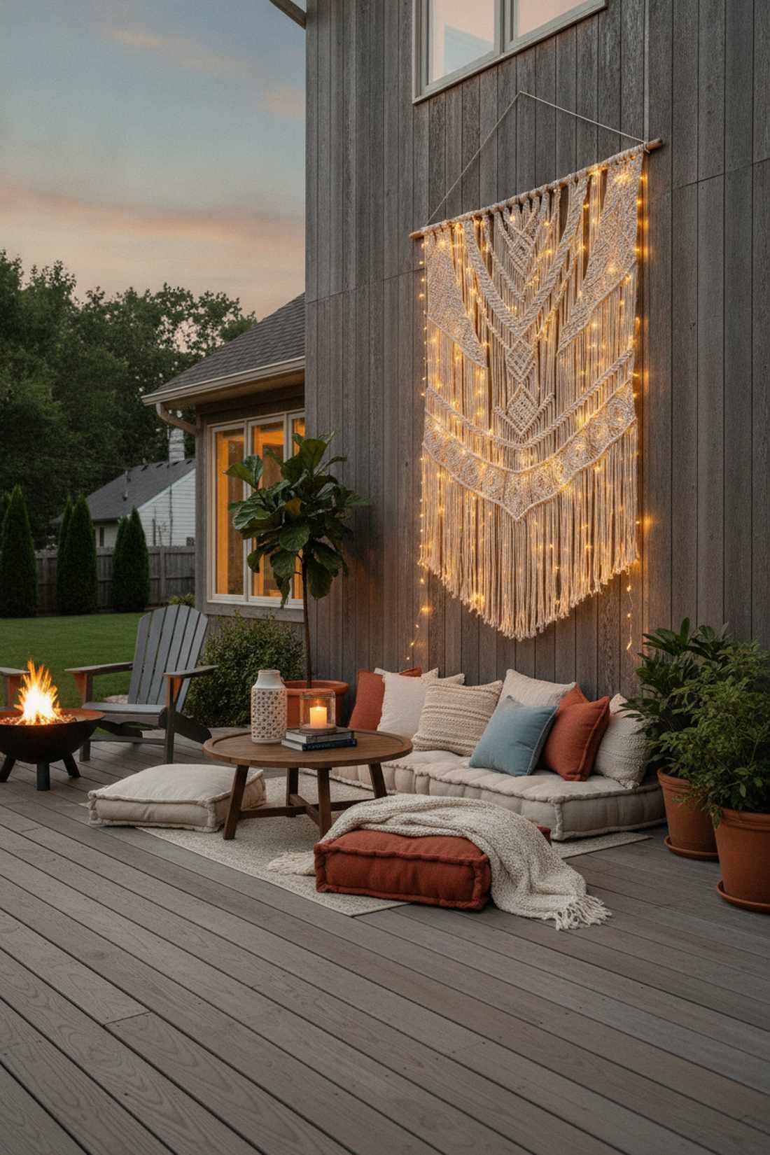macrame tapestry light integration