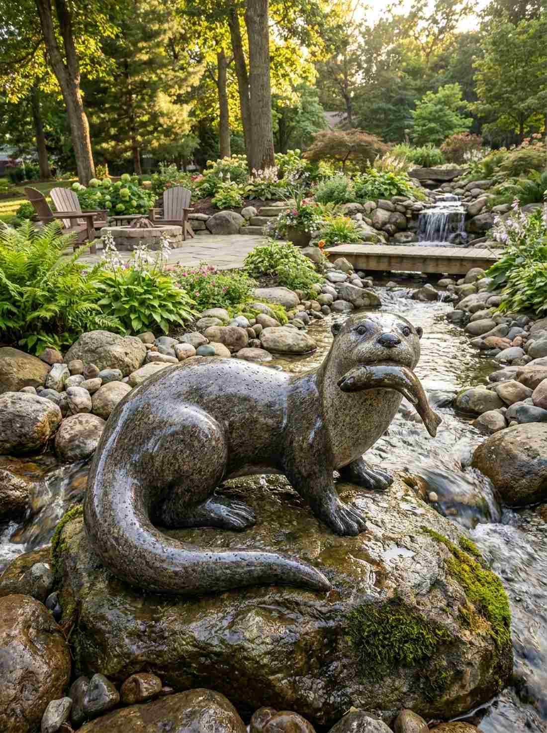 otter with fish