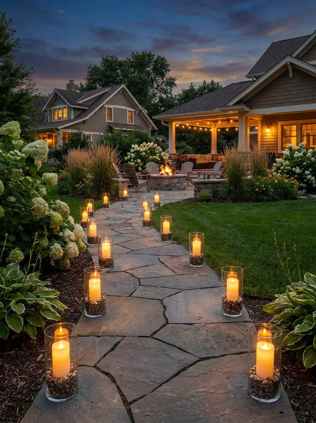 pebble filled luminarias