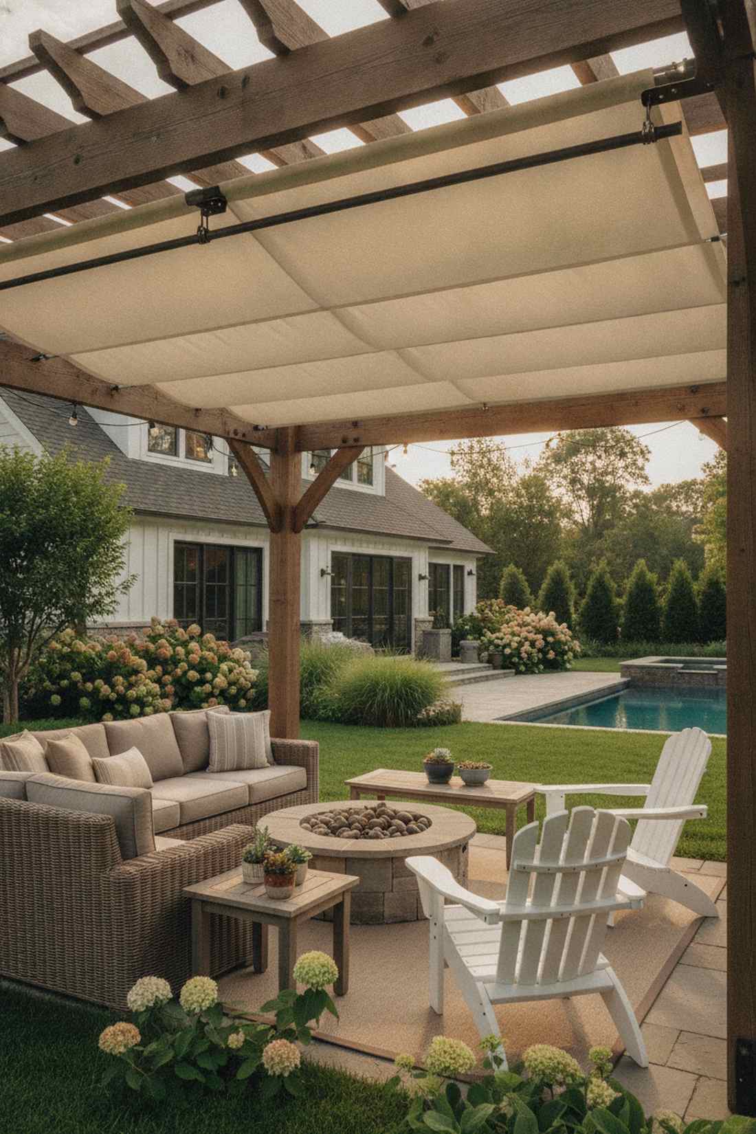 pergola attached hanging umbrella