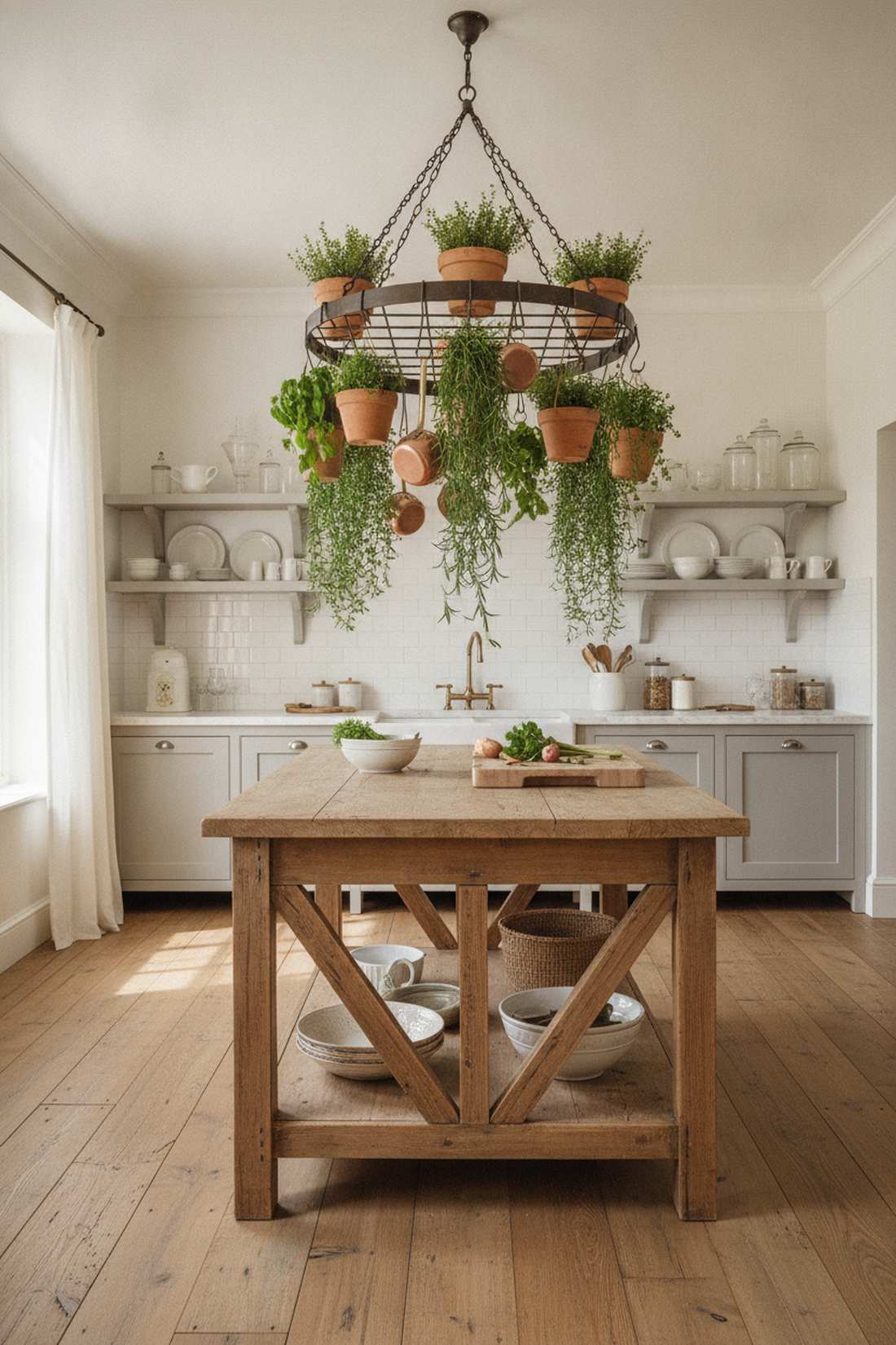 pot rack repurposed planter
