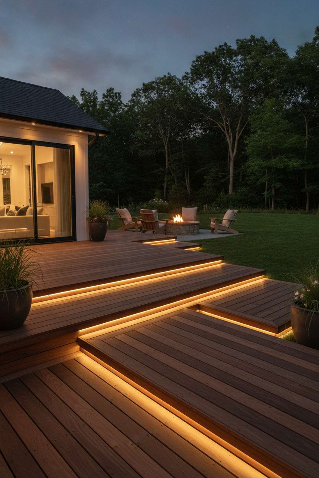 recessed led strip lighting in deck borders