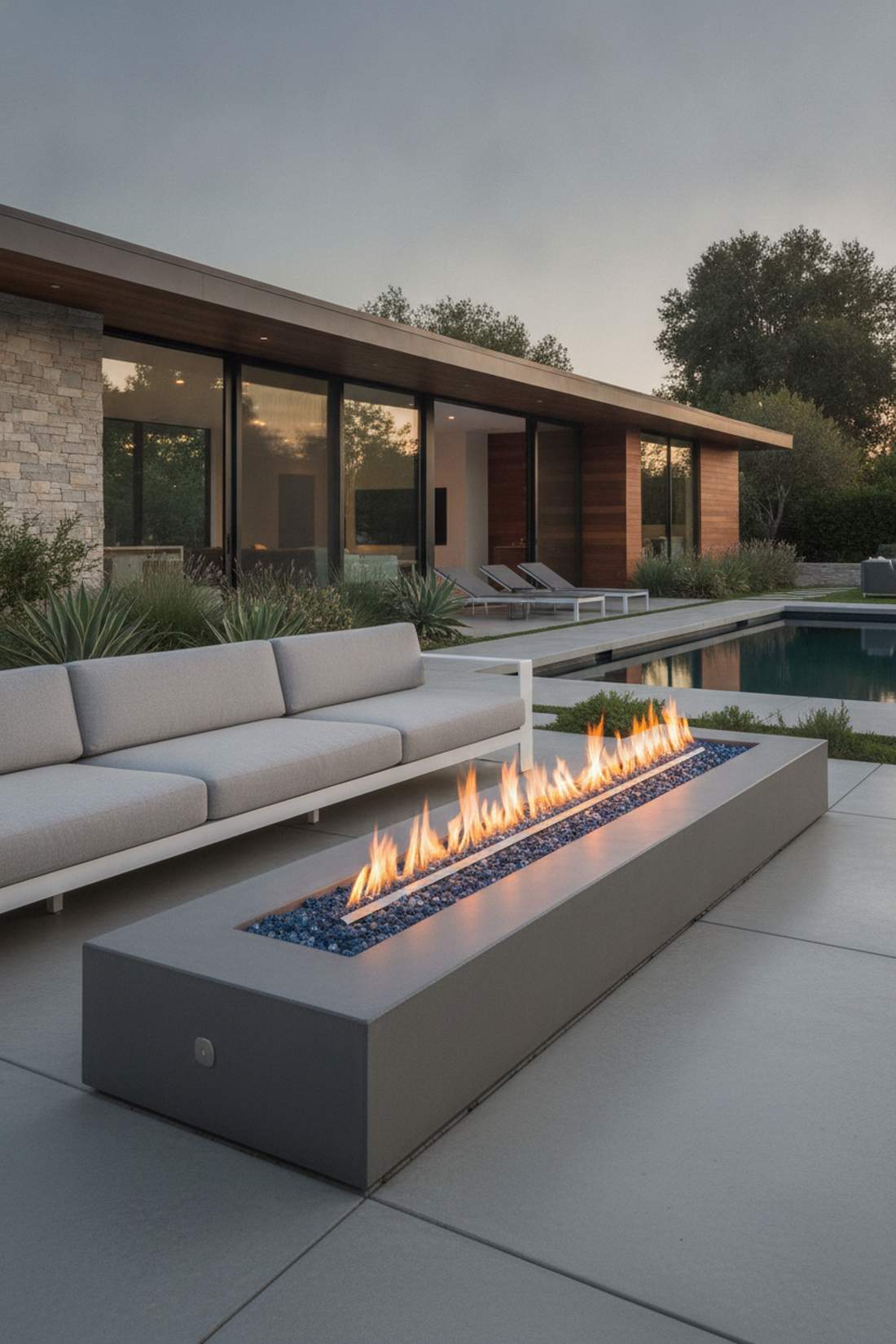 rectangular concrete fire trough