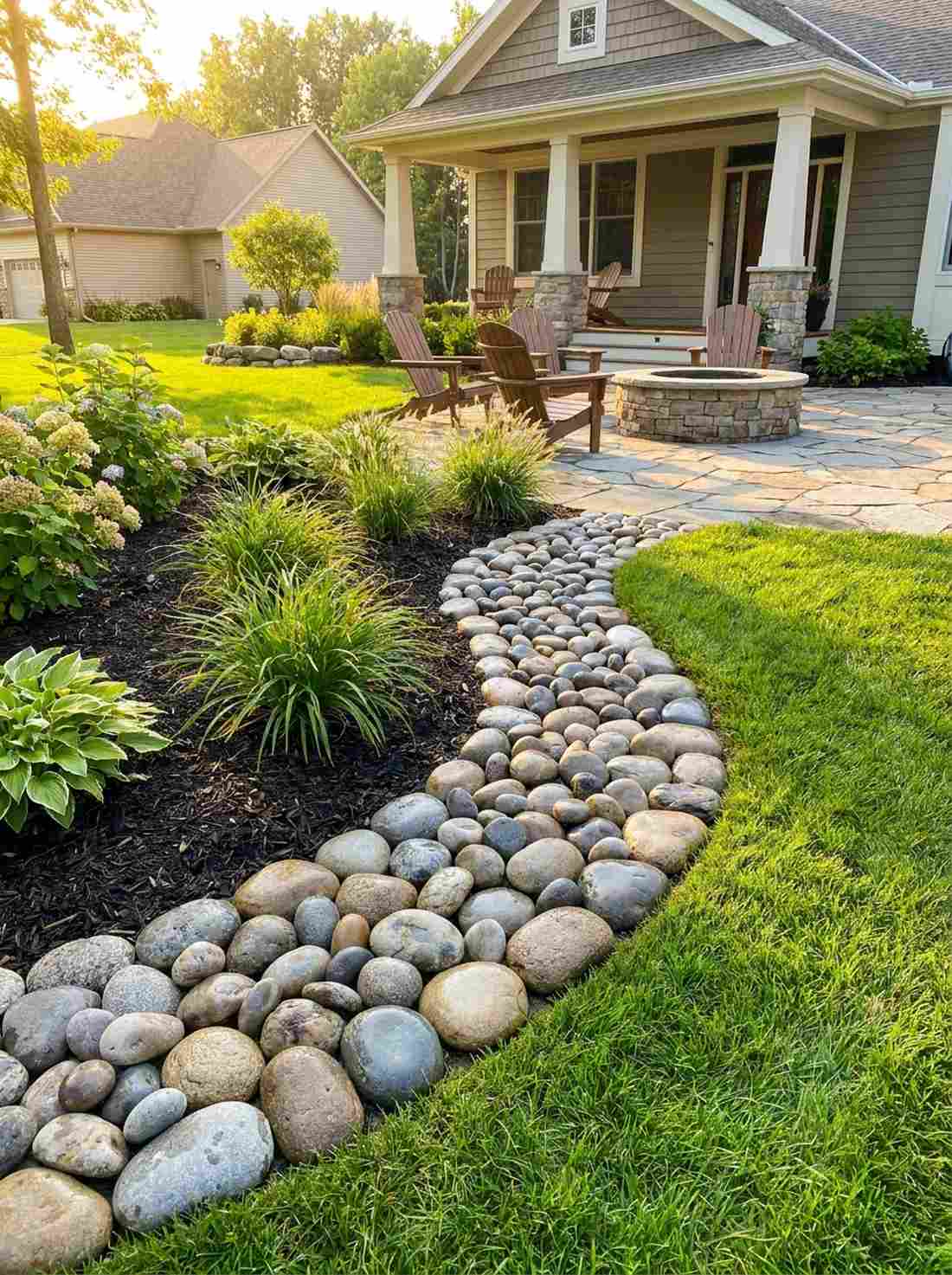 river rock edging