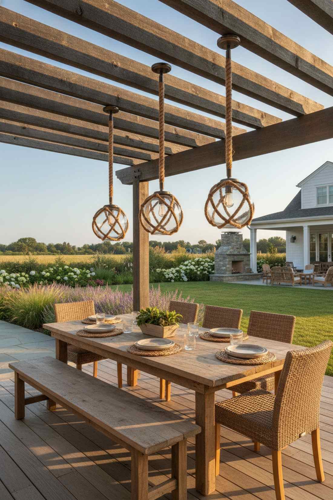rope wrapped pendant lights