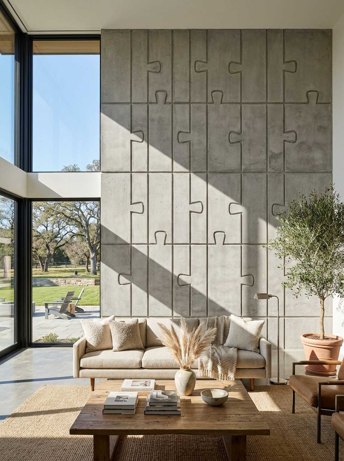 scored geometric wall patterns