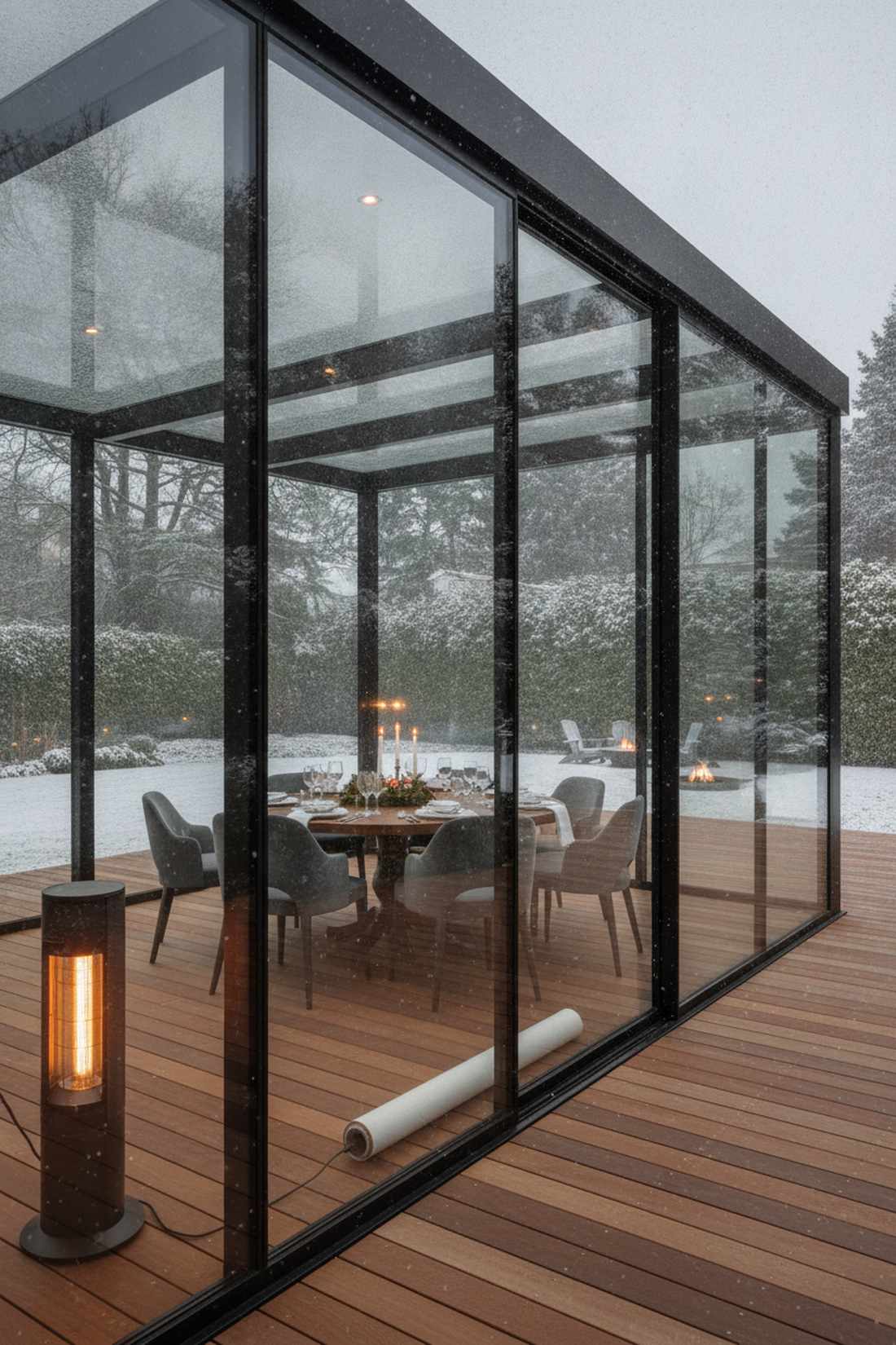 sliding glass panel enclosure