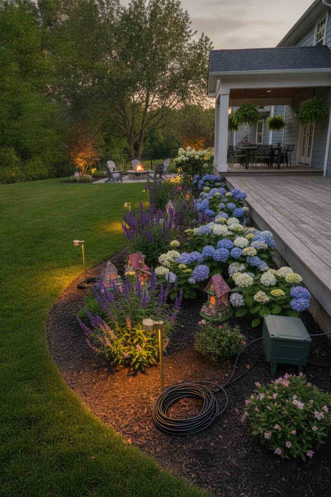 spike mounted garden bed lighting