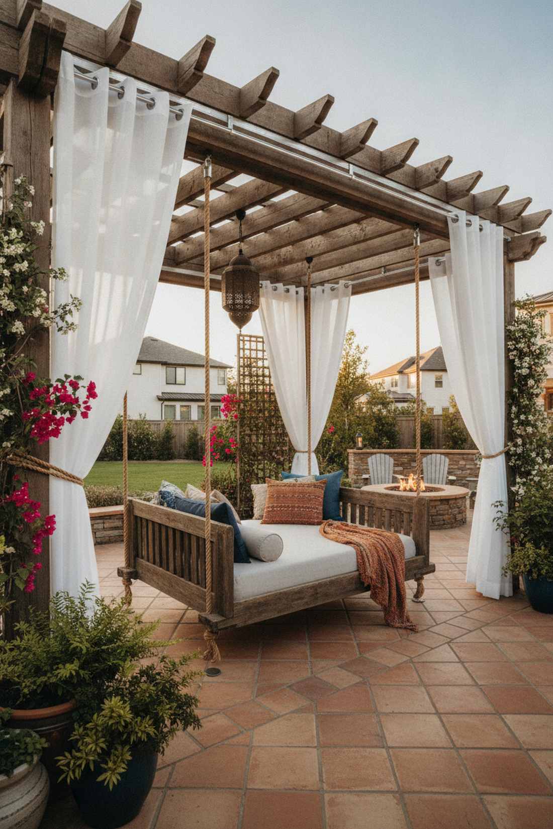 swing bed with privacy curtains