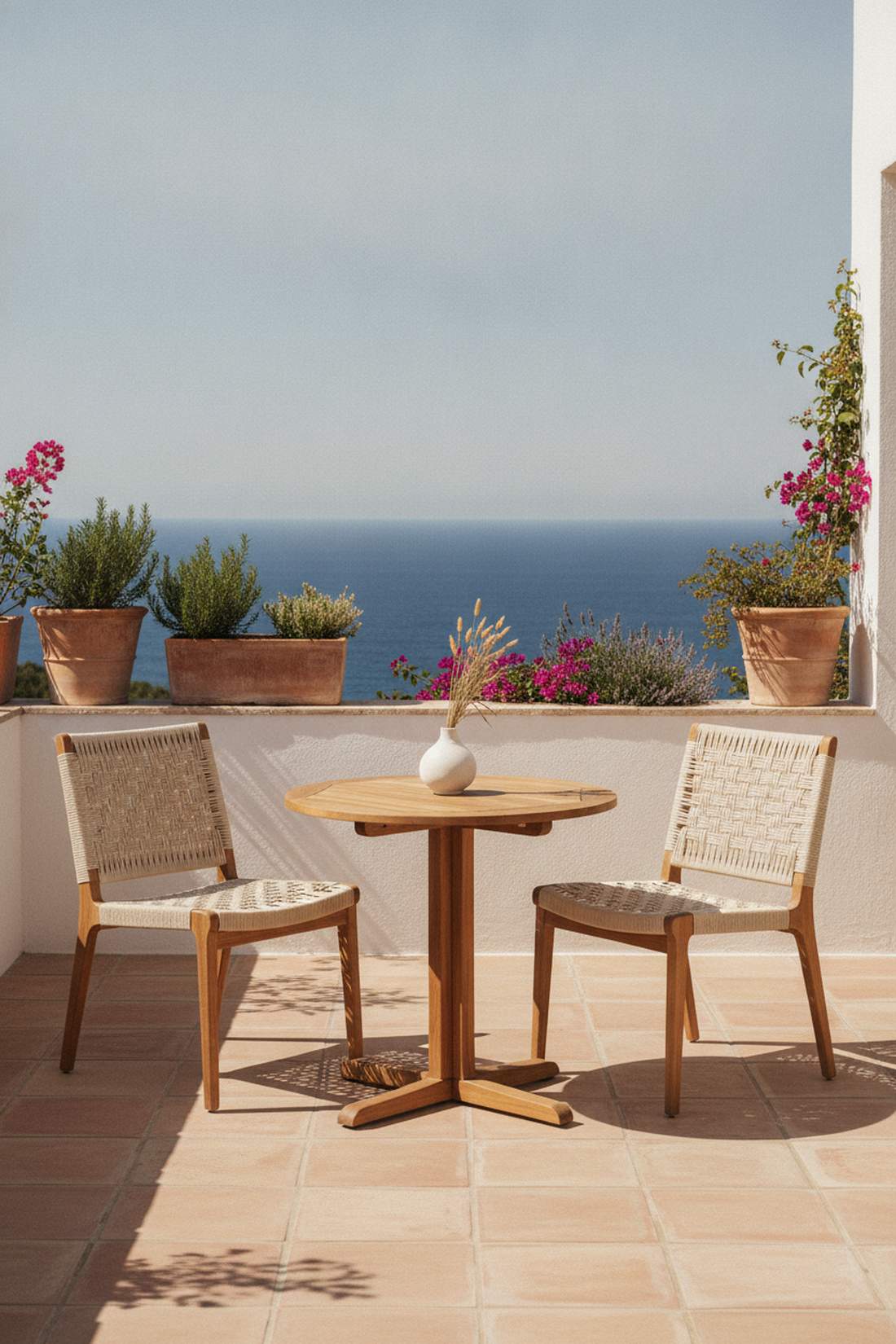 teak and rope bistro sets