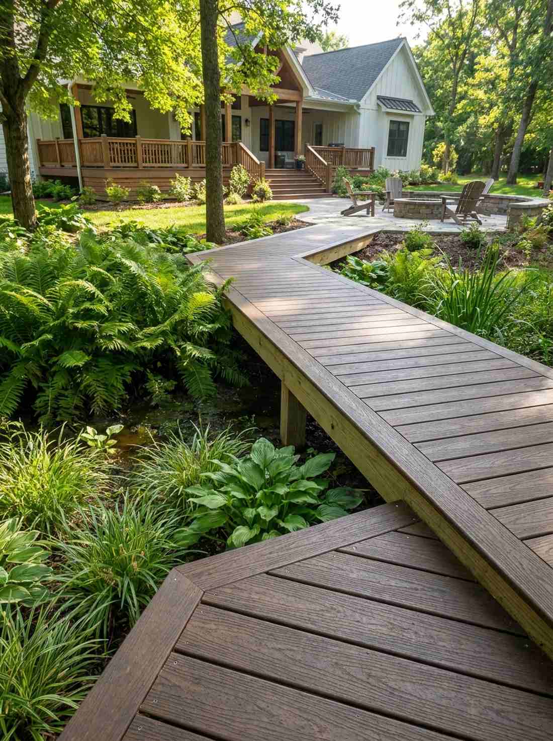 timber boardwalk over wet zones