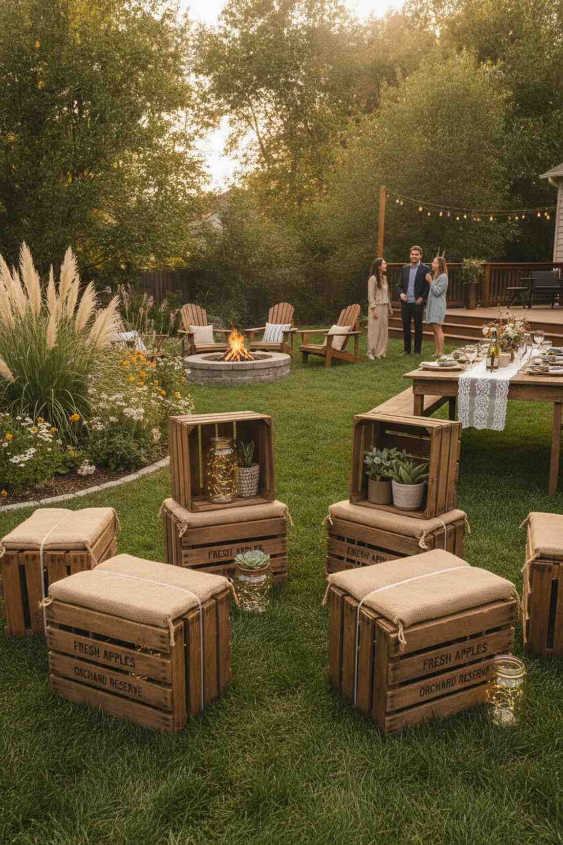 wooden crates as seating