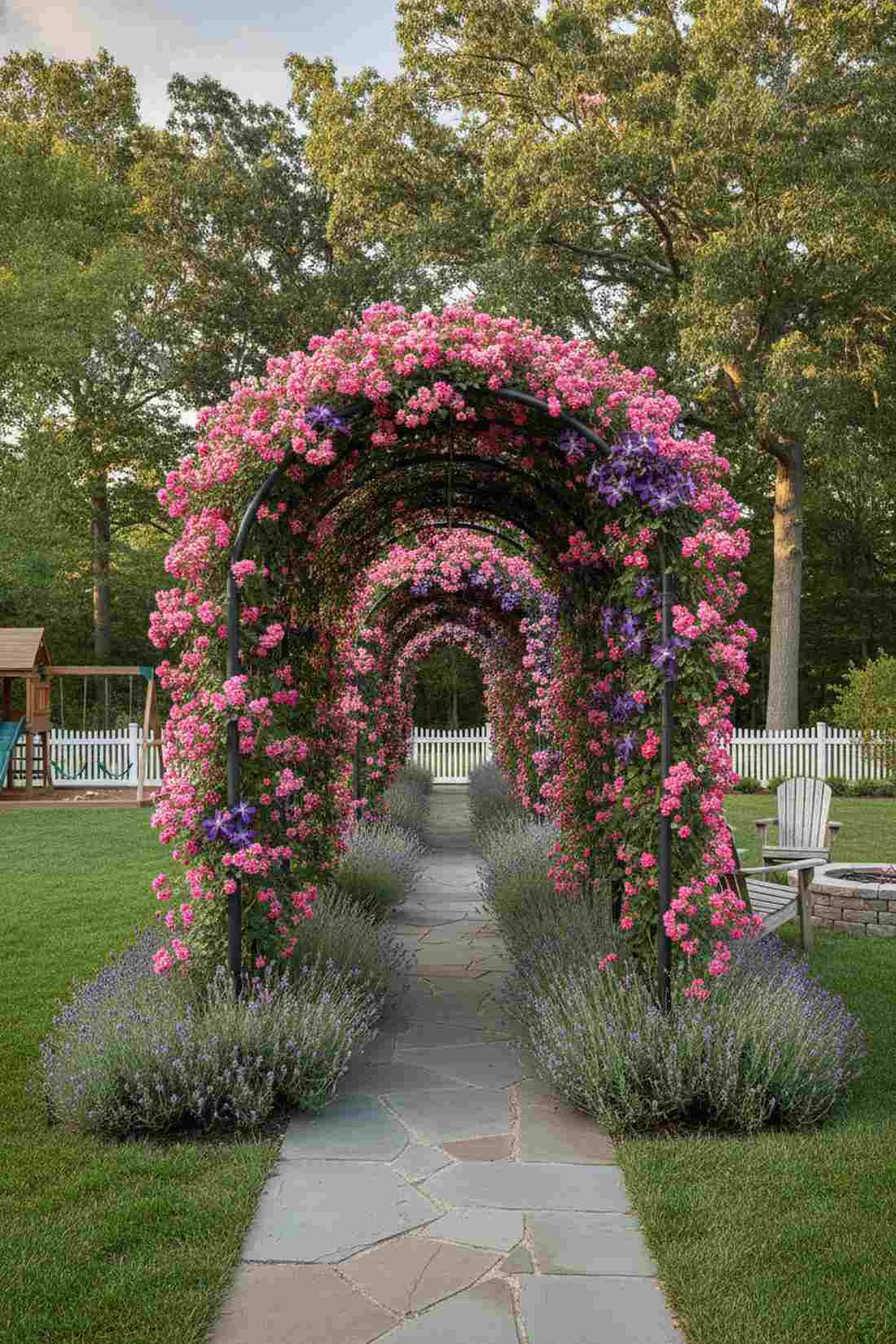 zephirine drouhin rose and polish spirit clematis