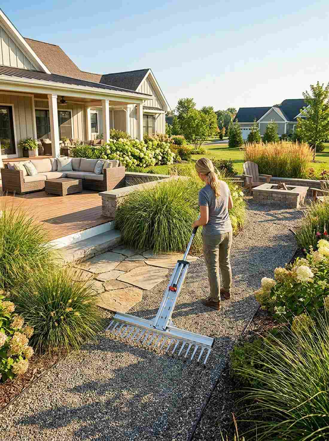 adjustable width rake