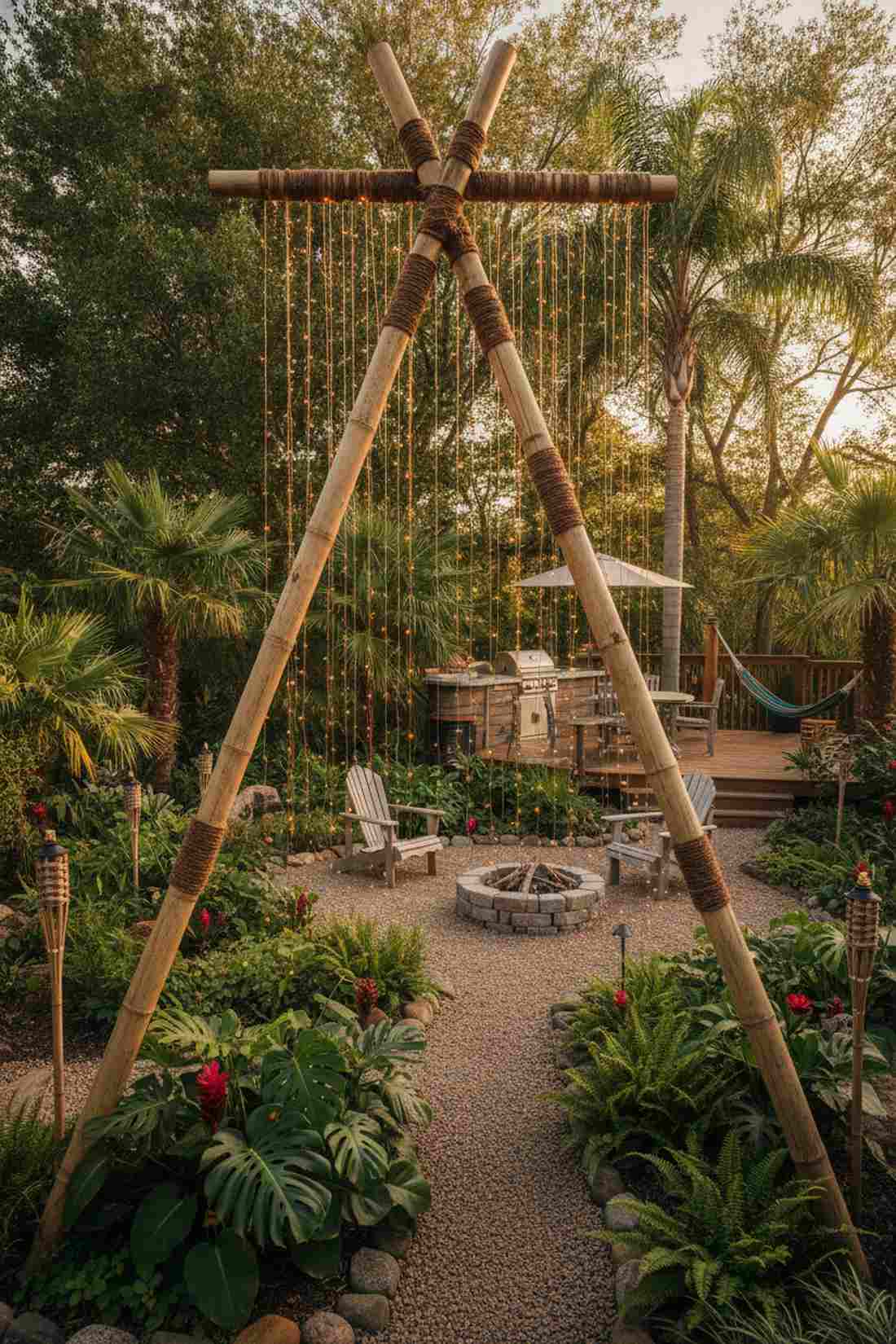 bamboo pole curtain stands