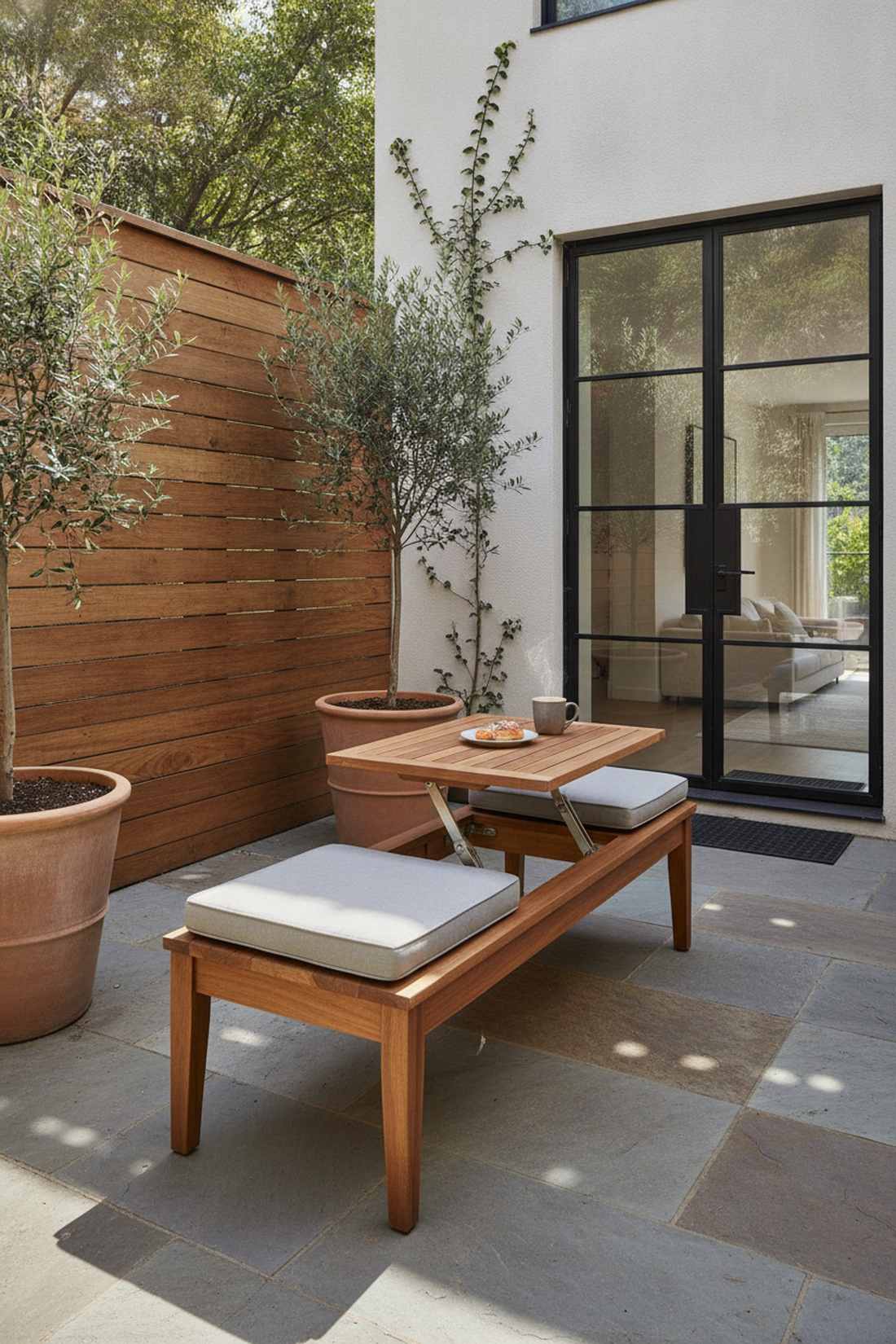 bench with hidden table extension