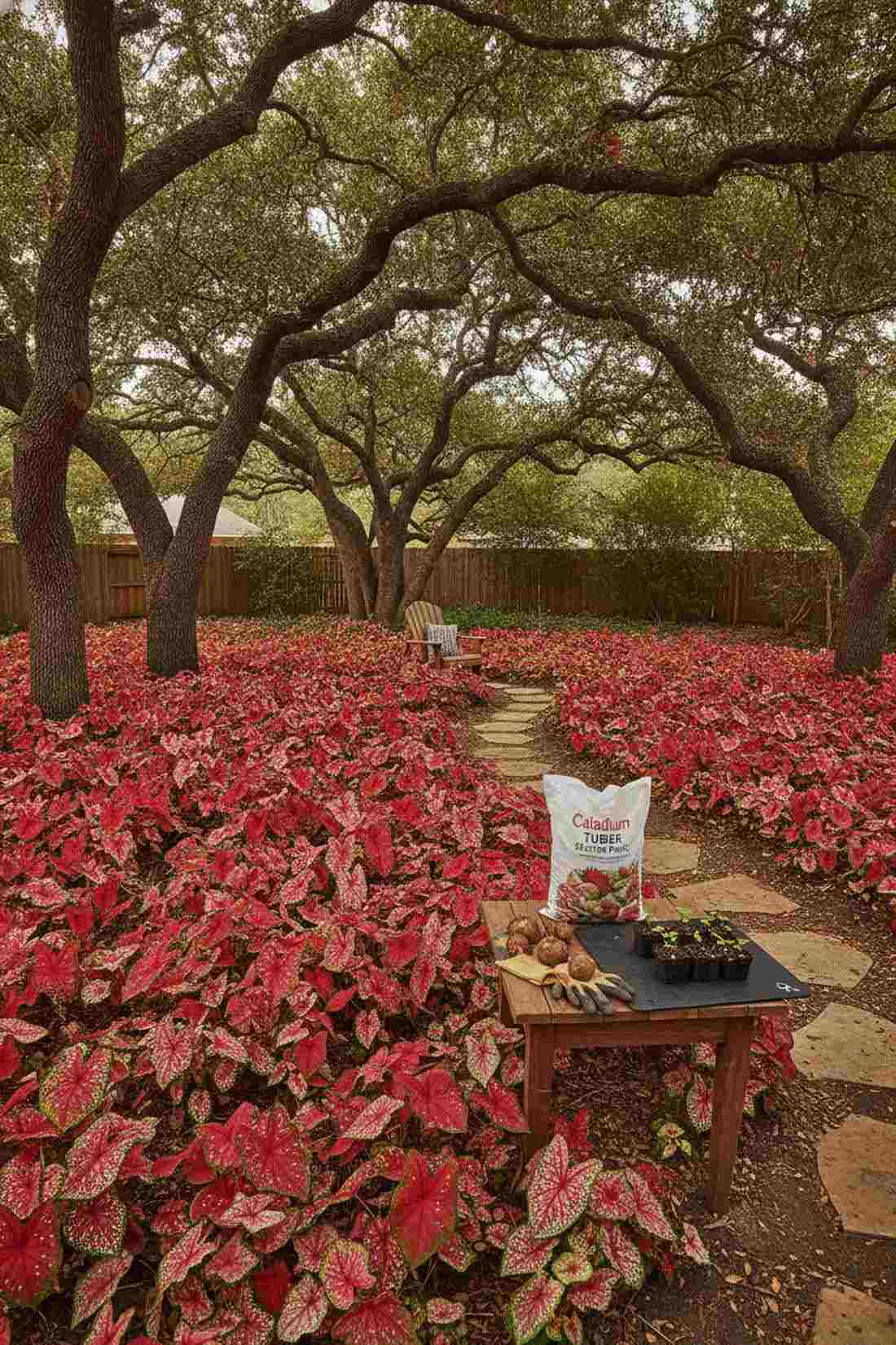 caladium red flash