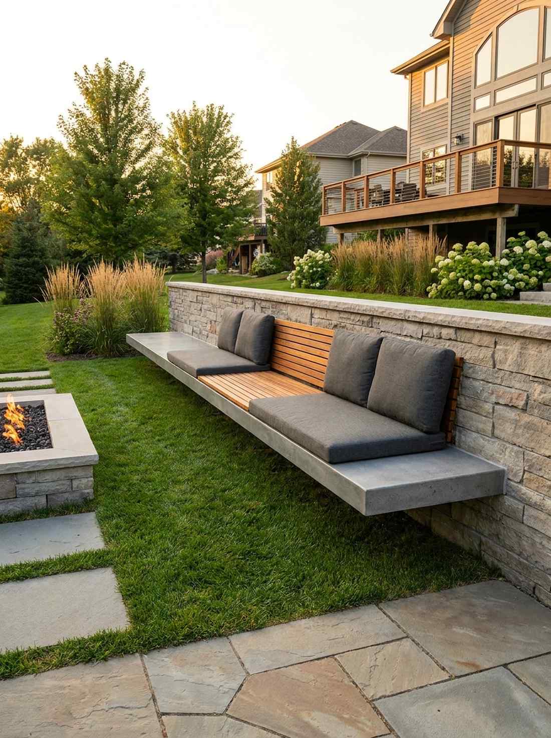 cantilevered bench walls