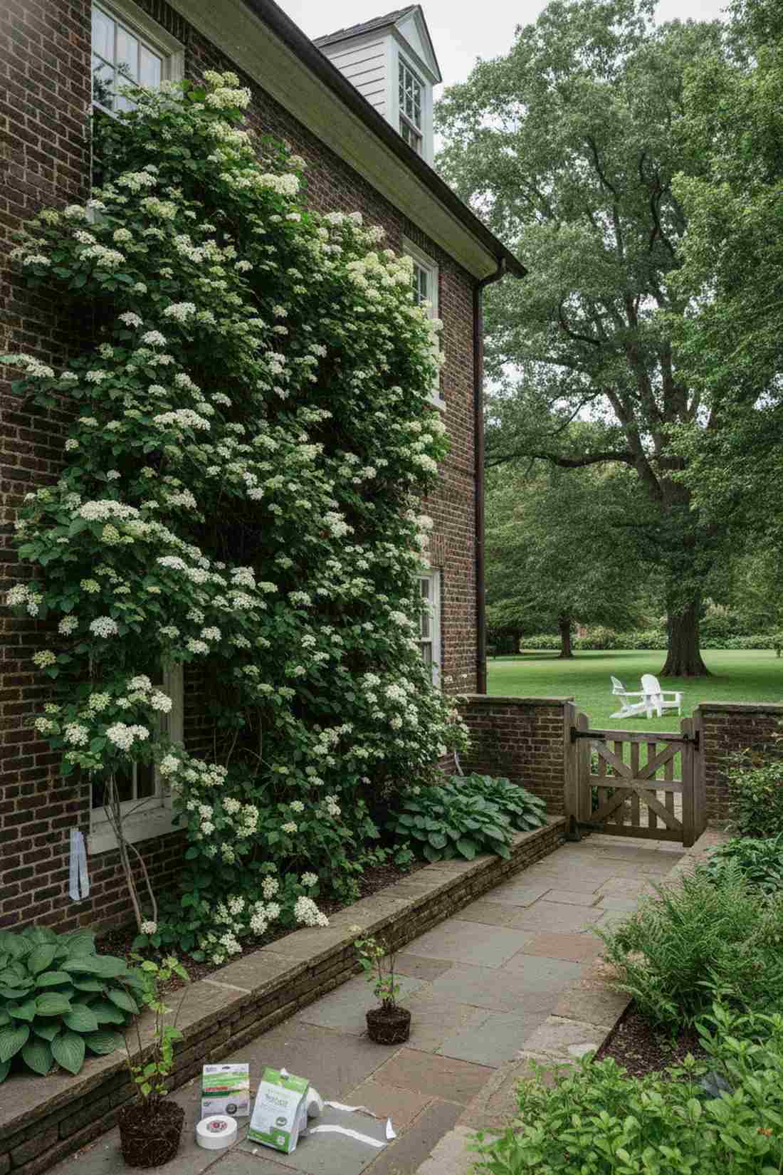 climbing hydrangea white lace walls