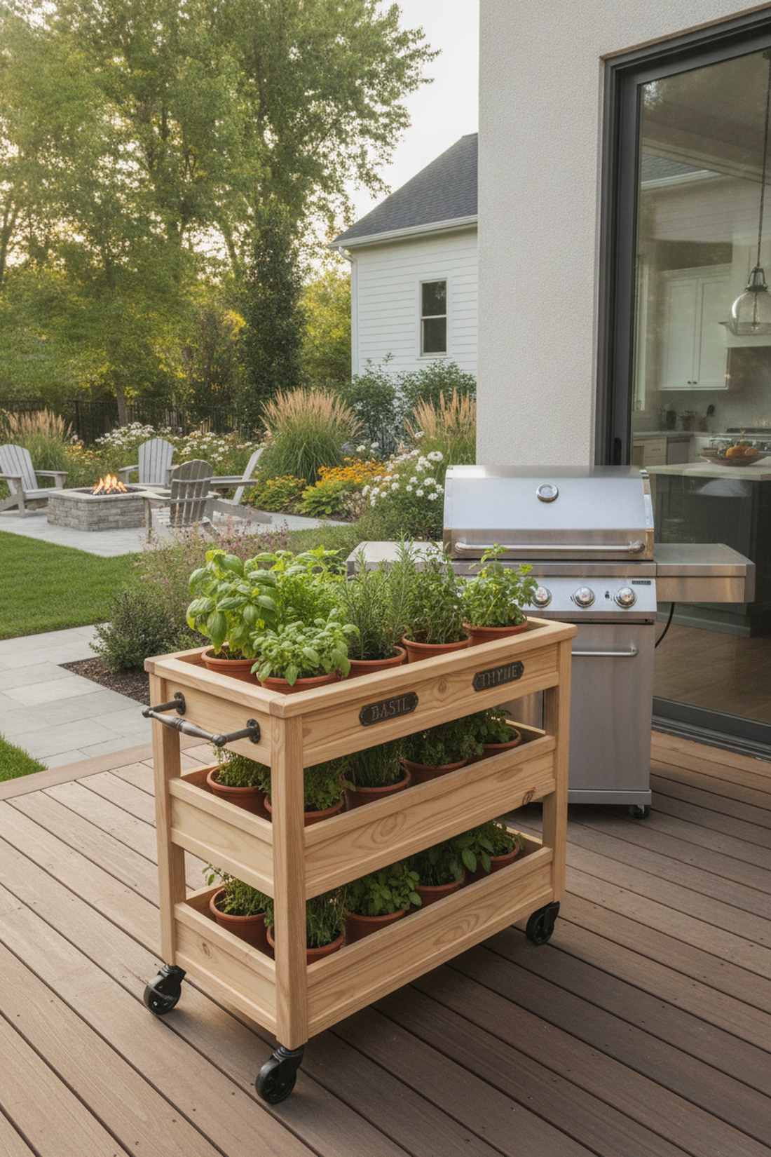 compact mobile herb cart