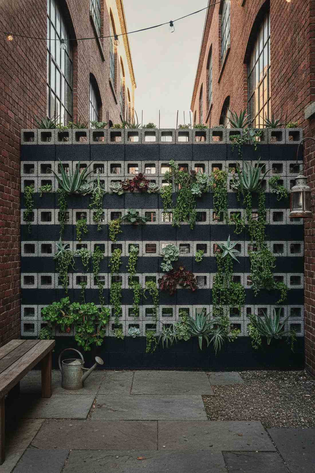 concrete block planter wall