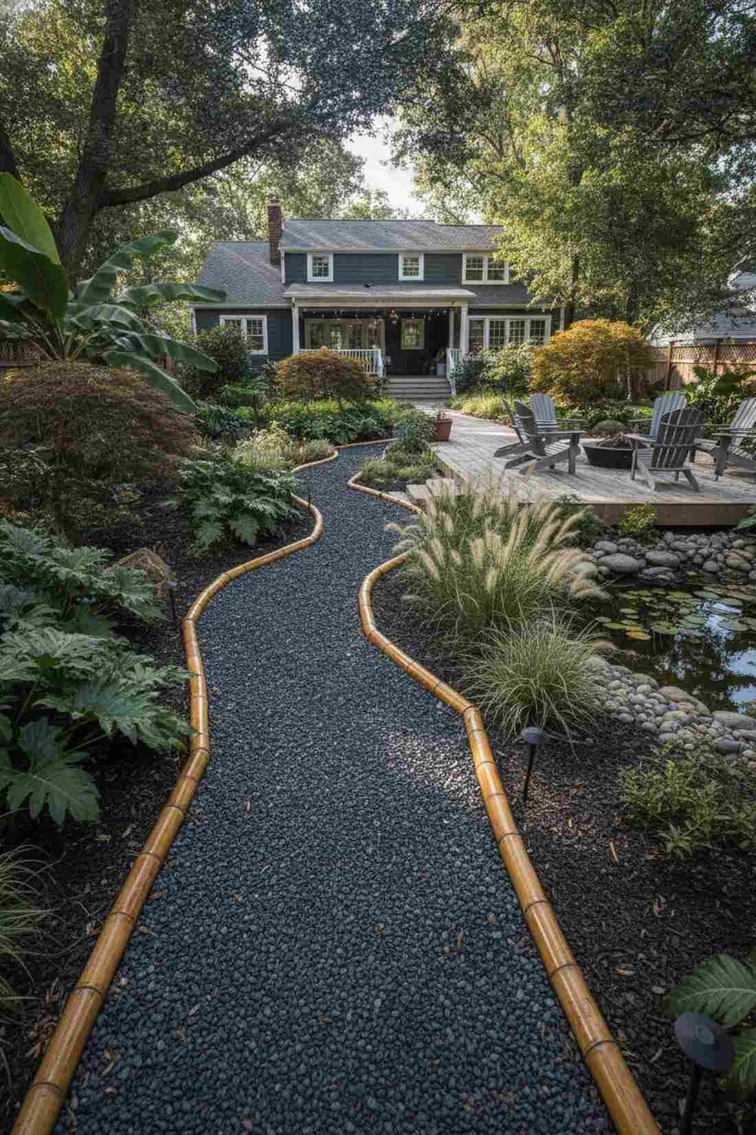 crushed granite with bamboo edging