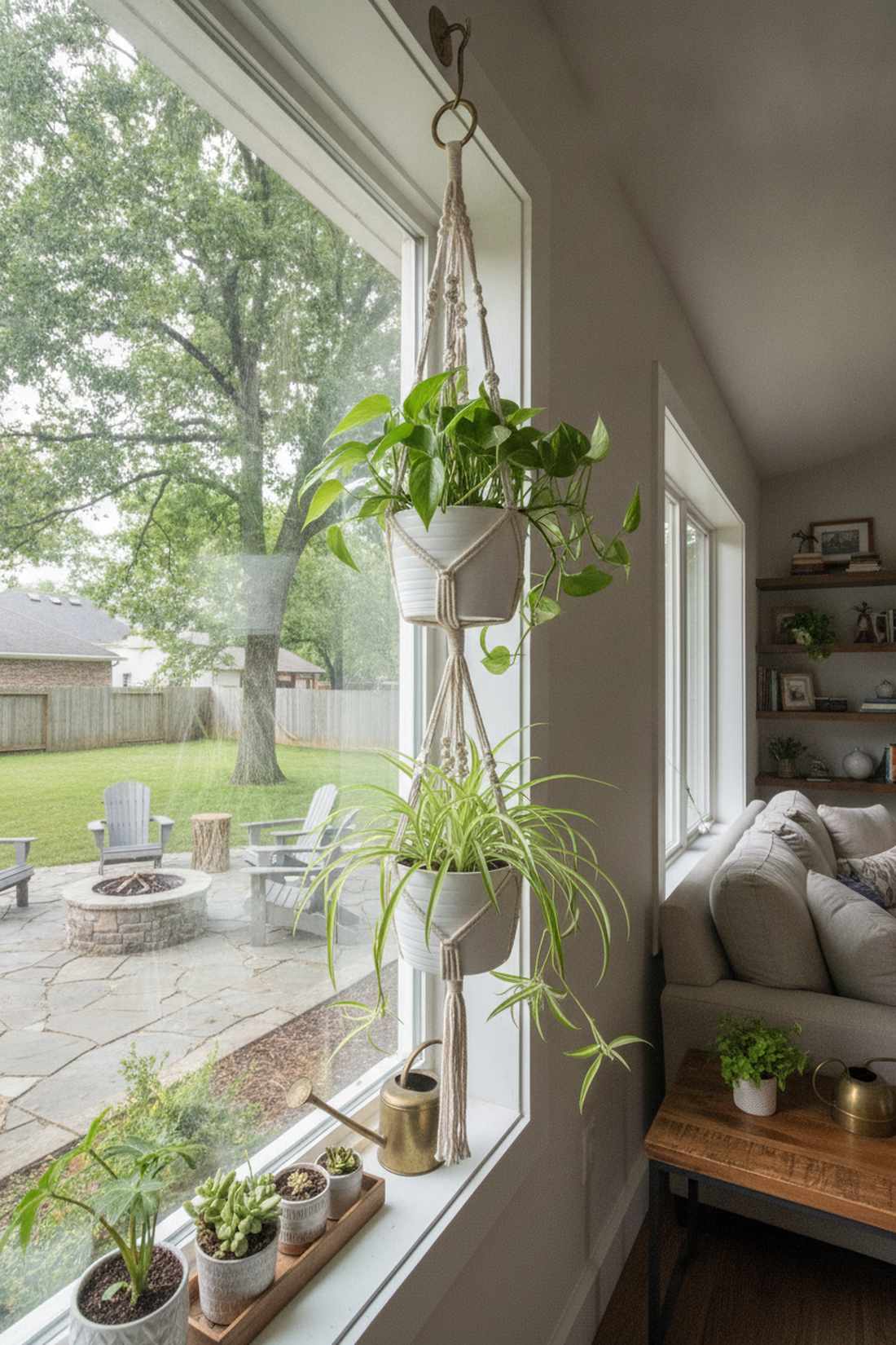 double pot macrame holder