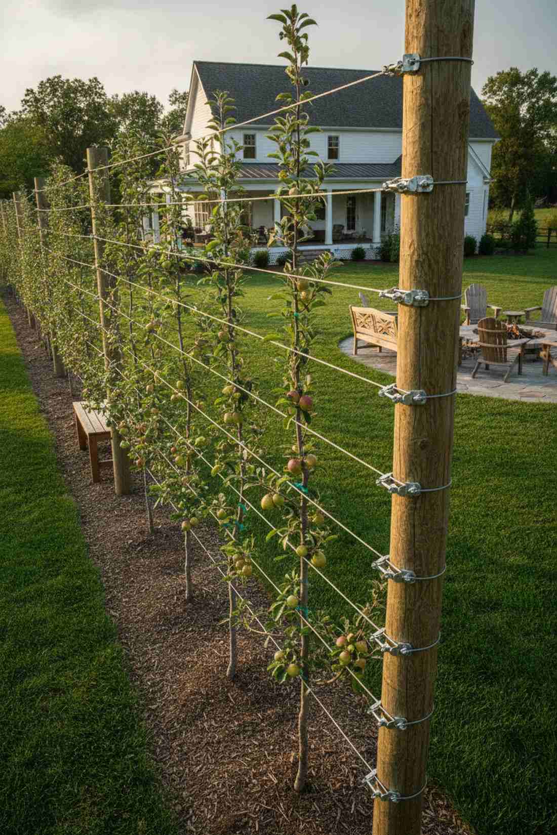 espalier trained fruit fence