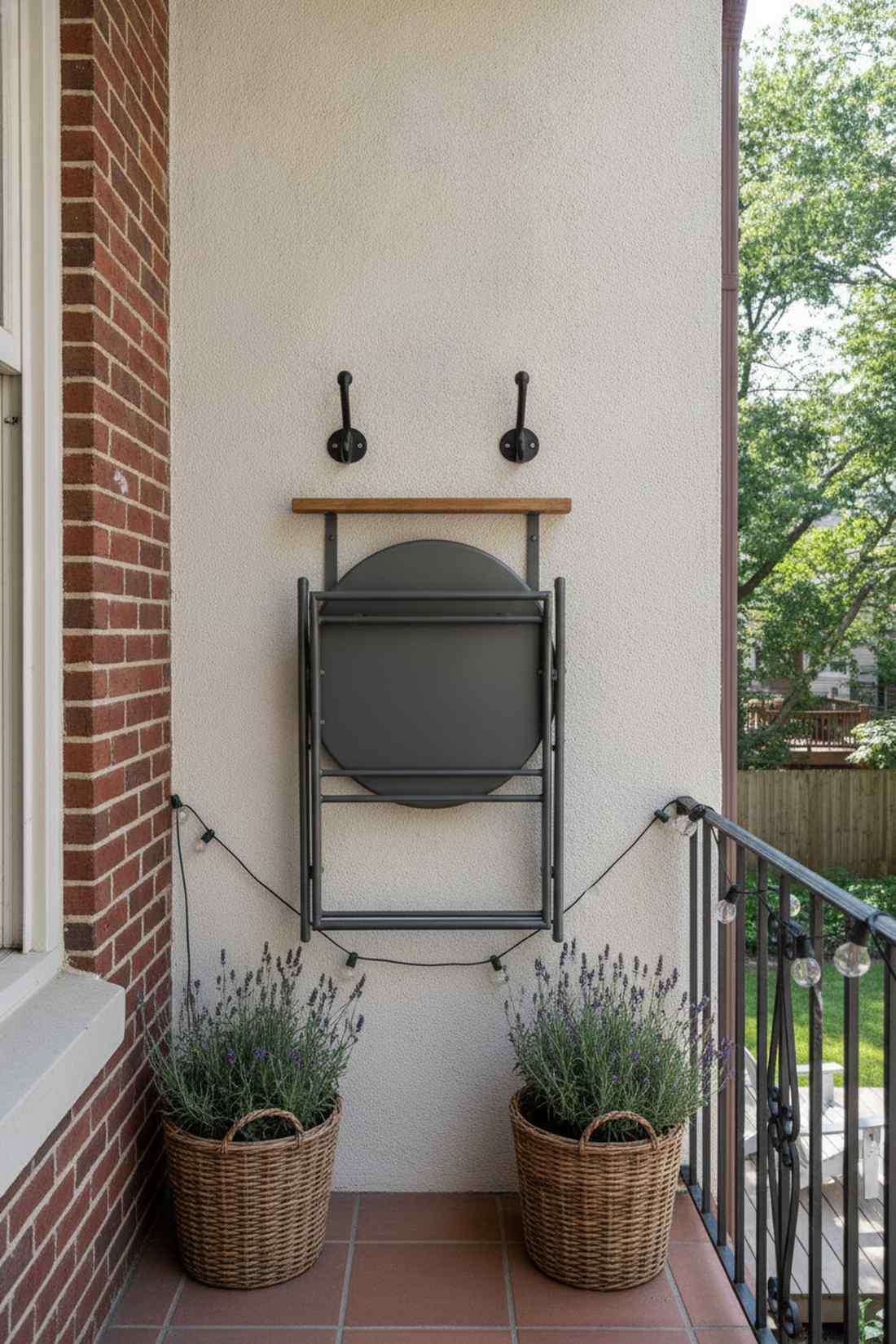 folding bistro set with wall storage