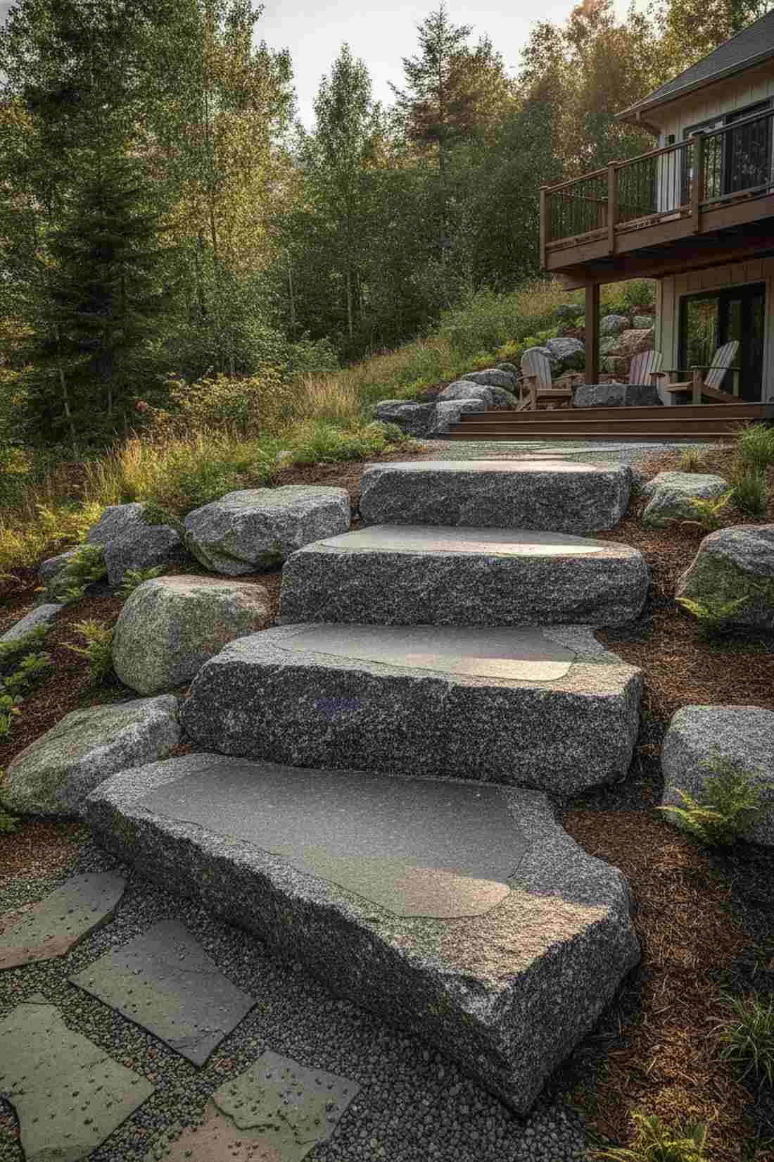 granite boulder steps