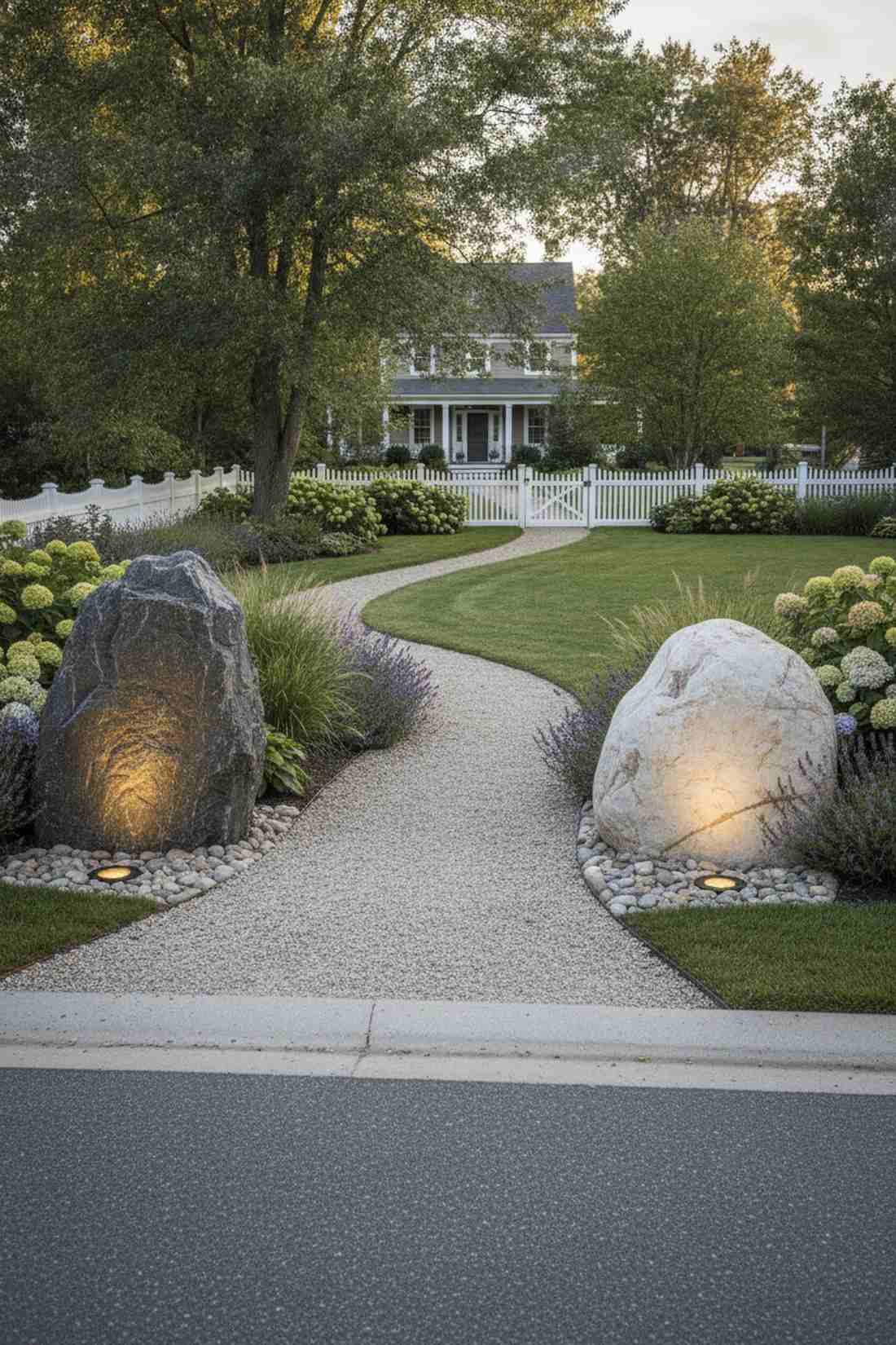 guardian stones at garden entrance
