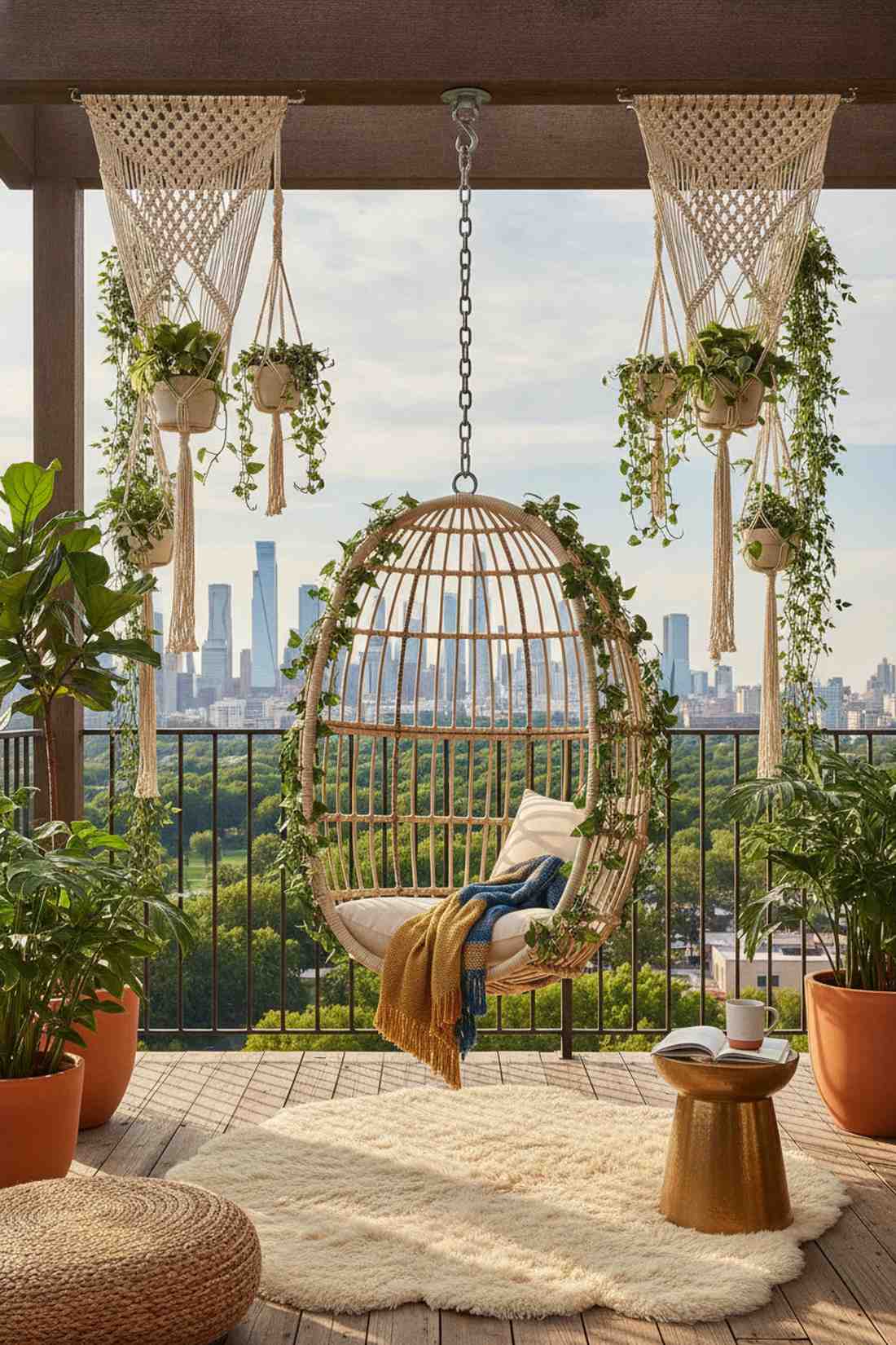 hanging chair with plant hooks