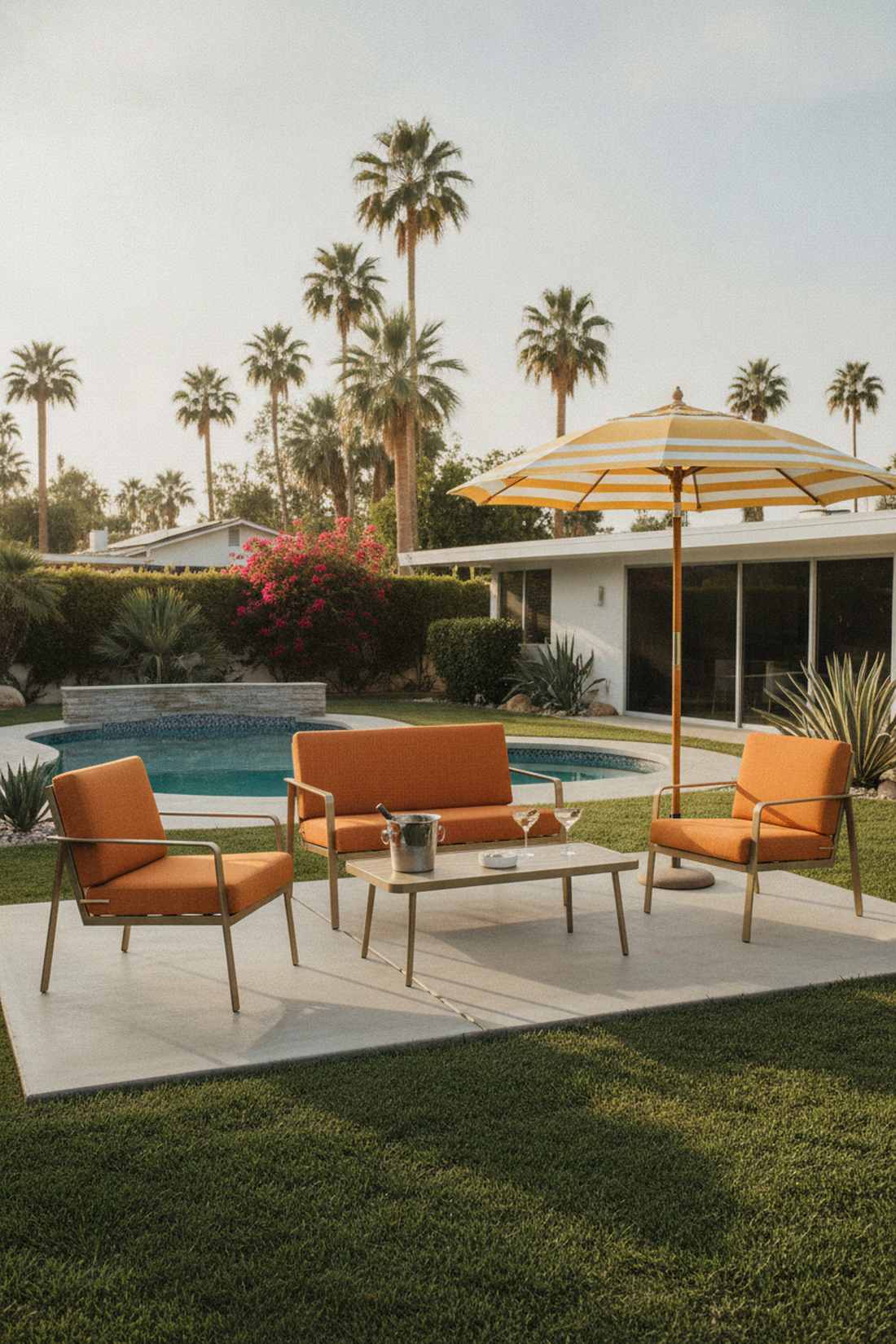 mid century aluminum conversation set
