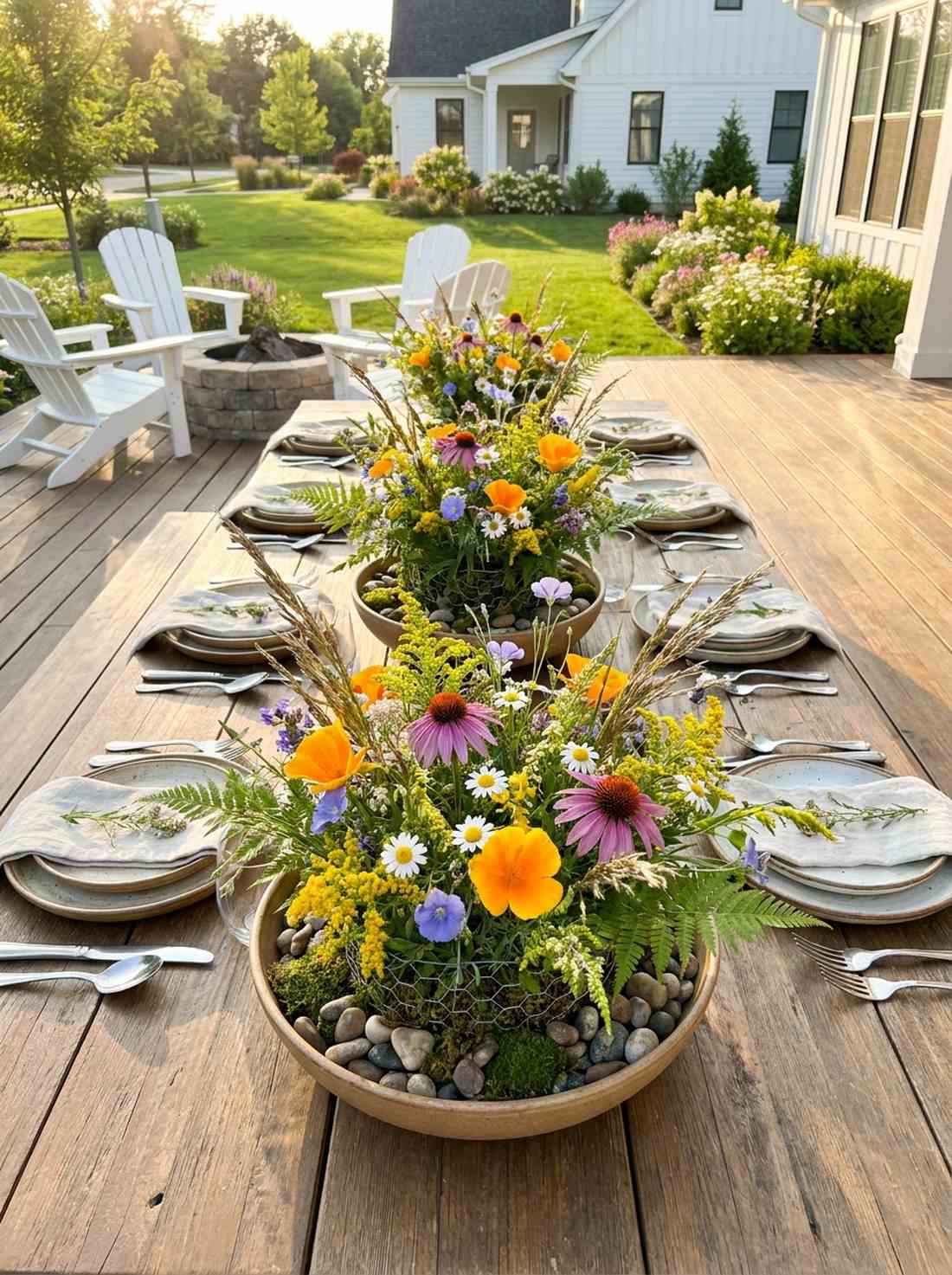 mixed wildflower meadow centerpieces