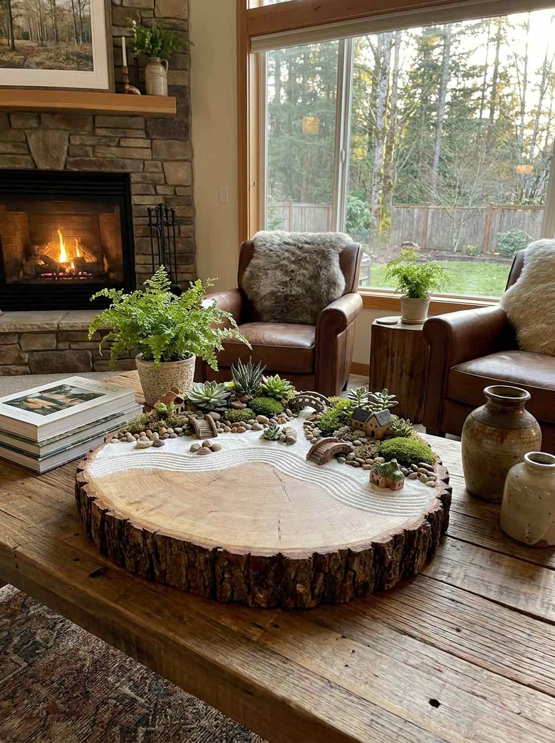 natural wood slice base