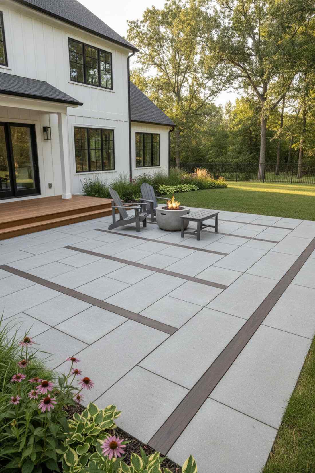 pavers with composite deck strips