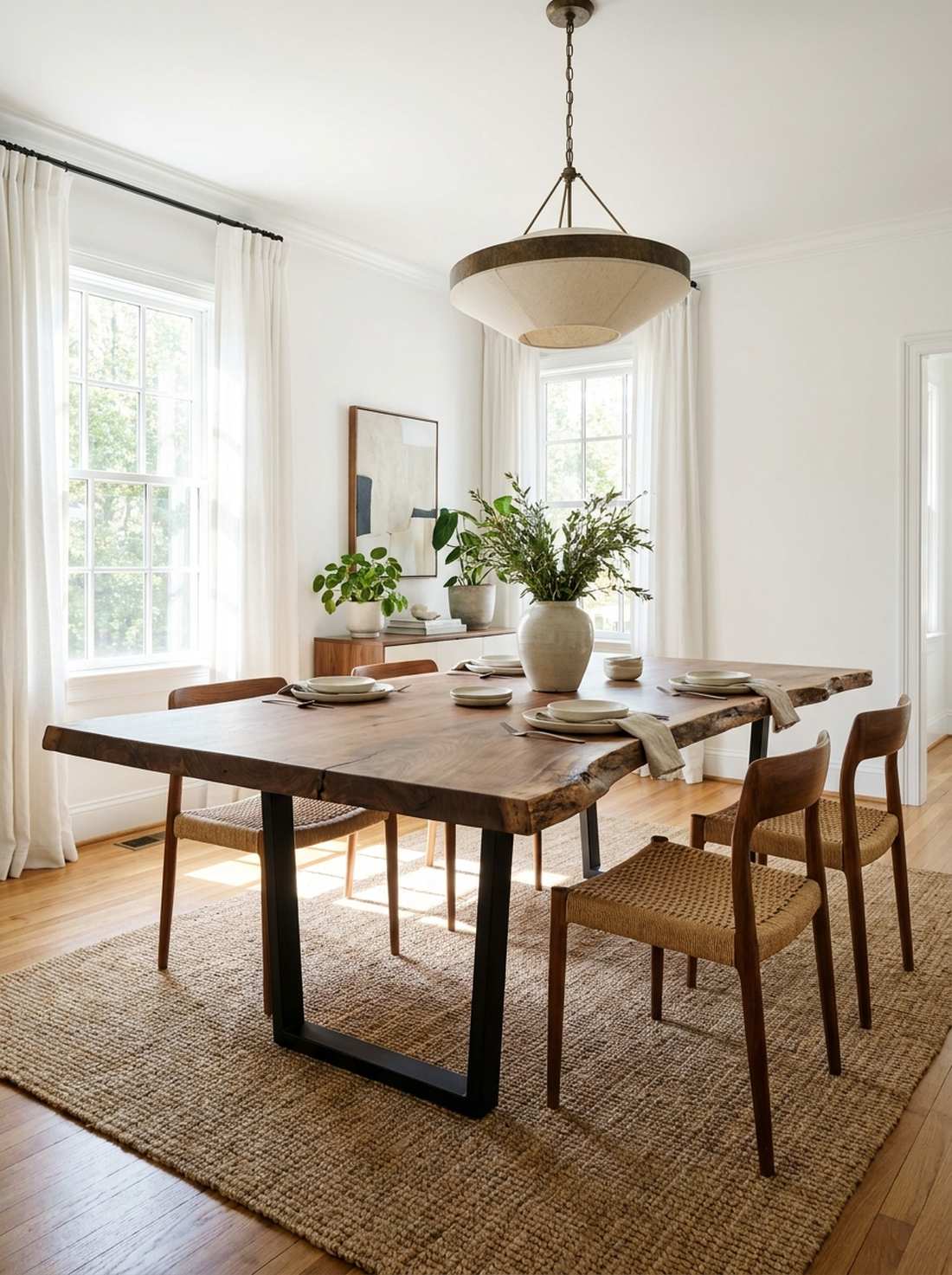 raw edge wood dining table