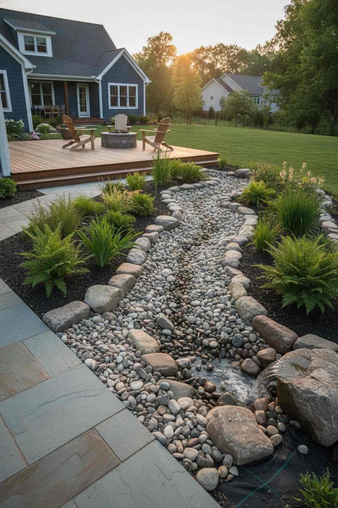 river rock border accent