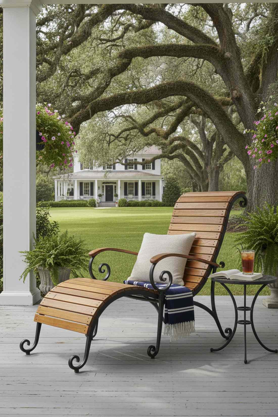 scroll arm teak seat lounge chair