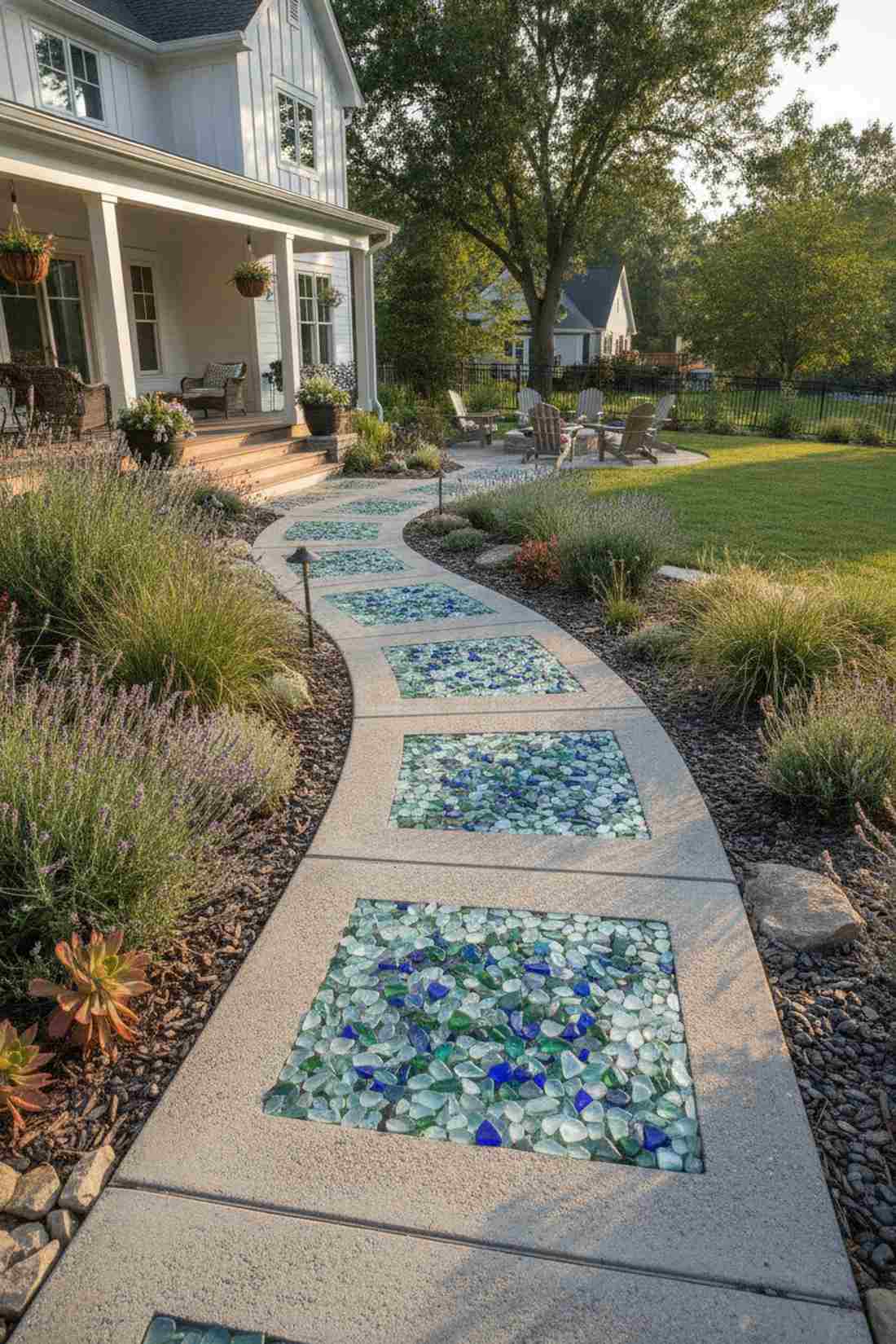sea glass embedded pavers
