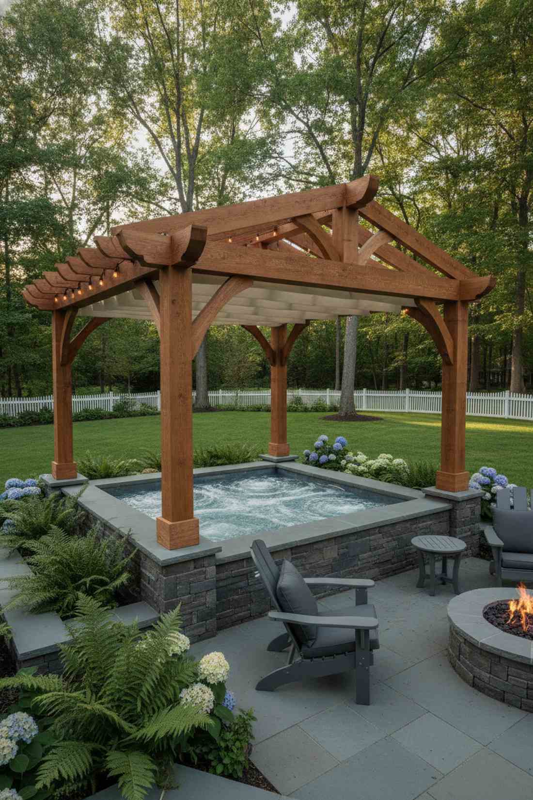 spa under pergola canopy