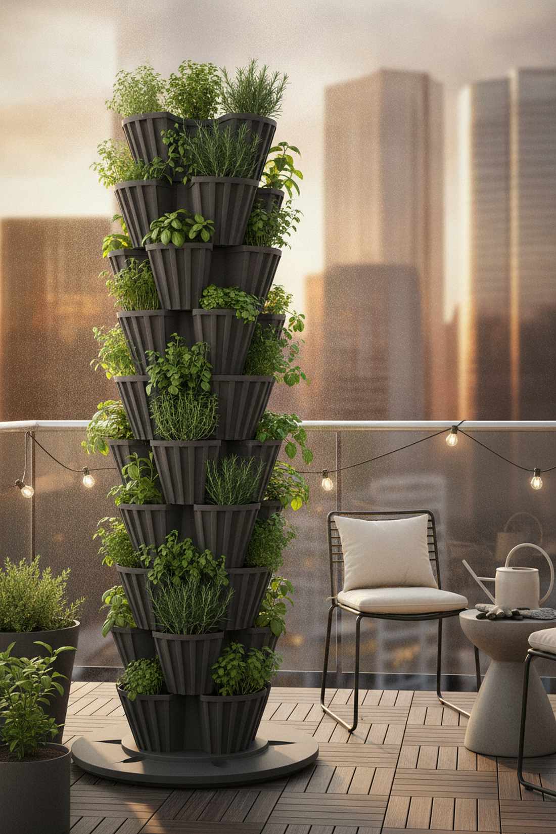 stackable balcony herb towers