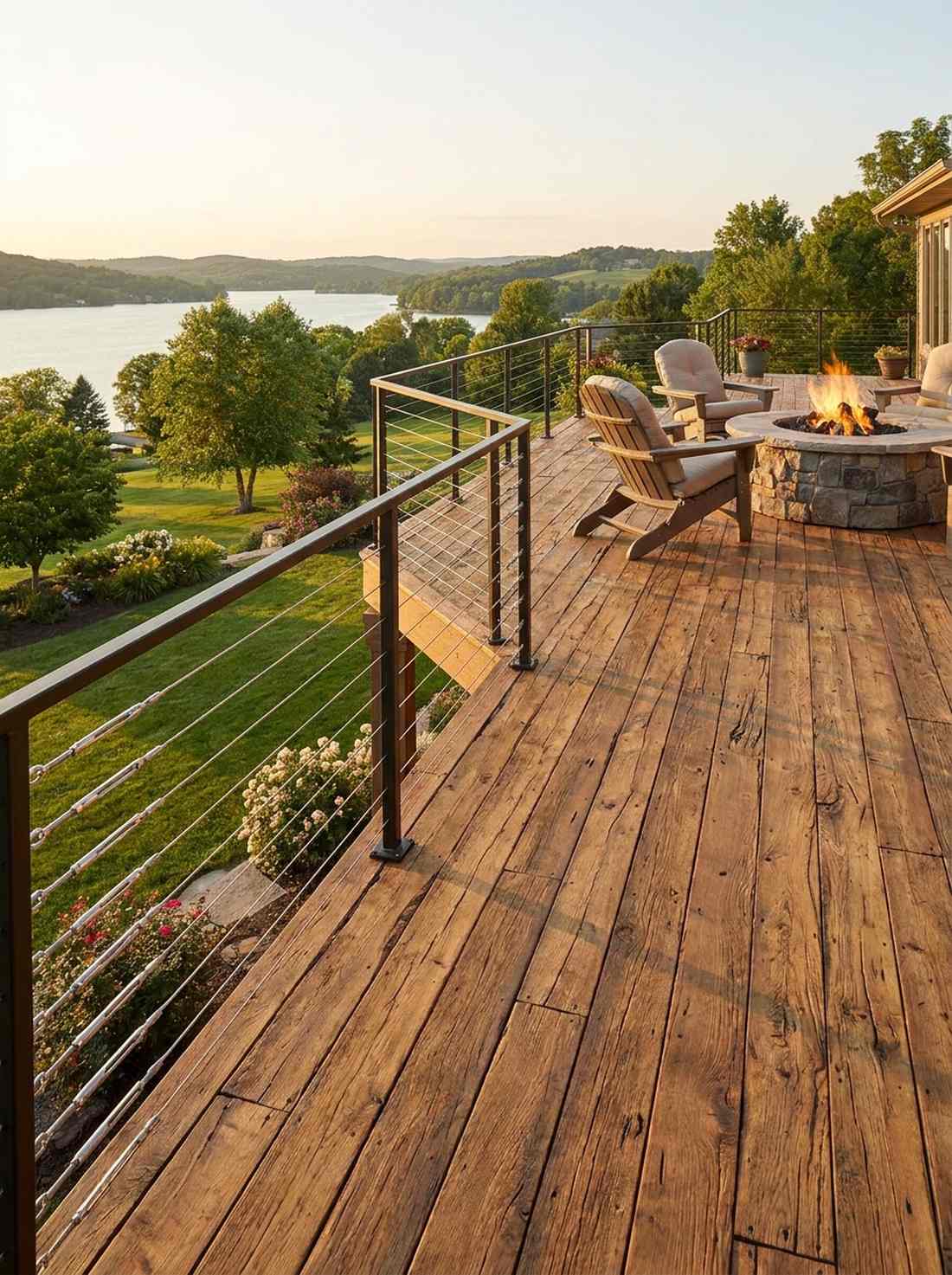 stainless steel cable rail with timber deck