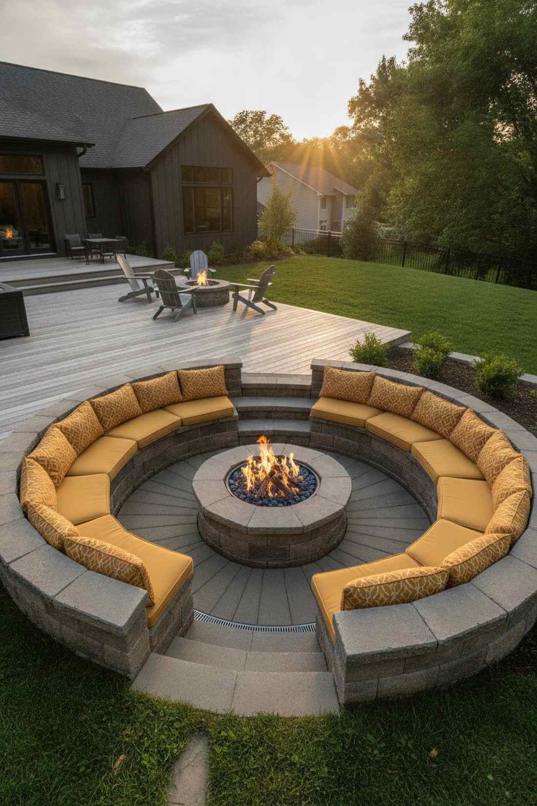 sunken conversation pit with fire