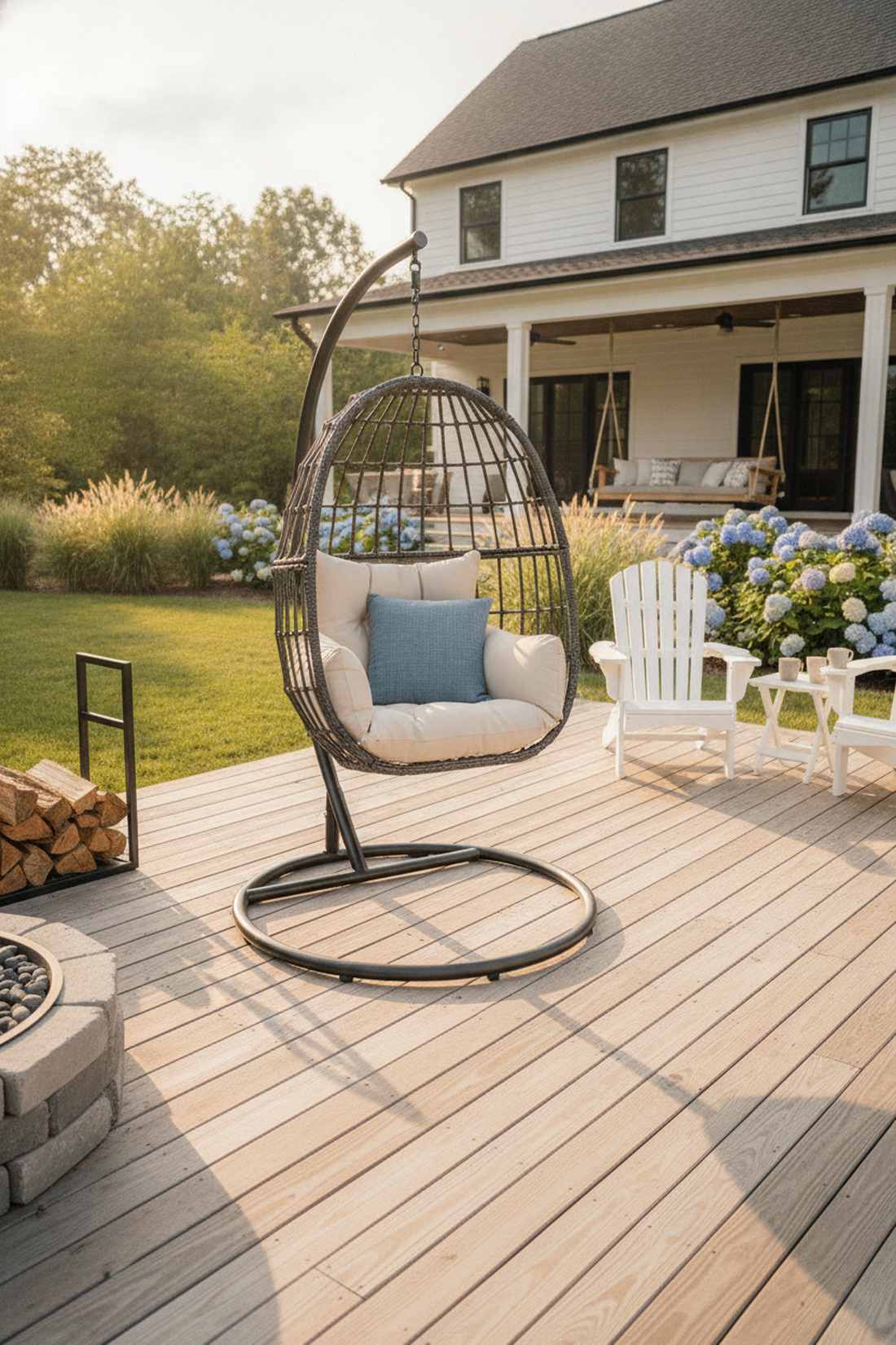 wicker egg chair with stand