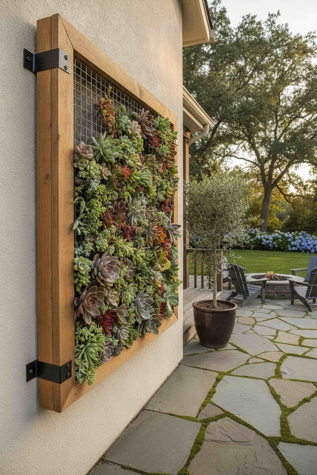 wooden frame living wall