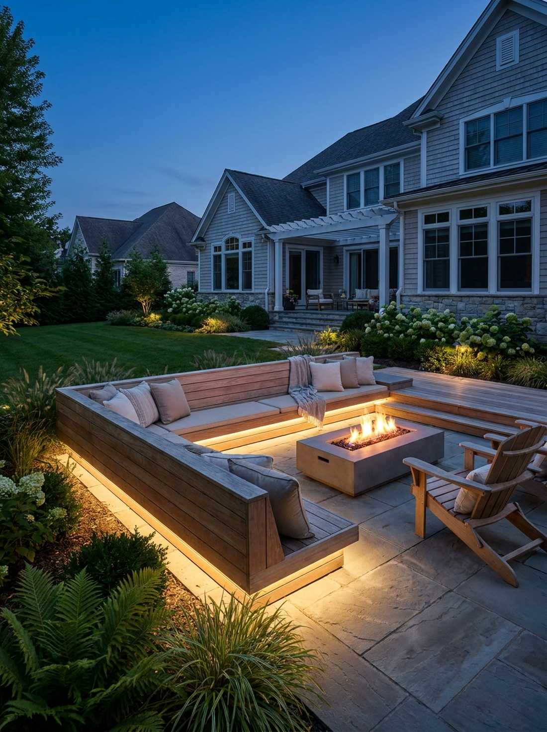 bench with integrated led lighting